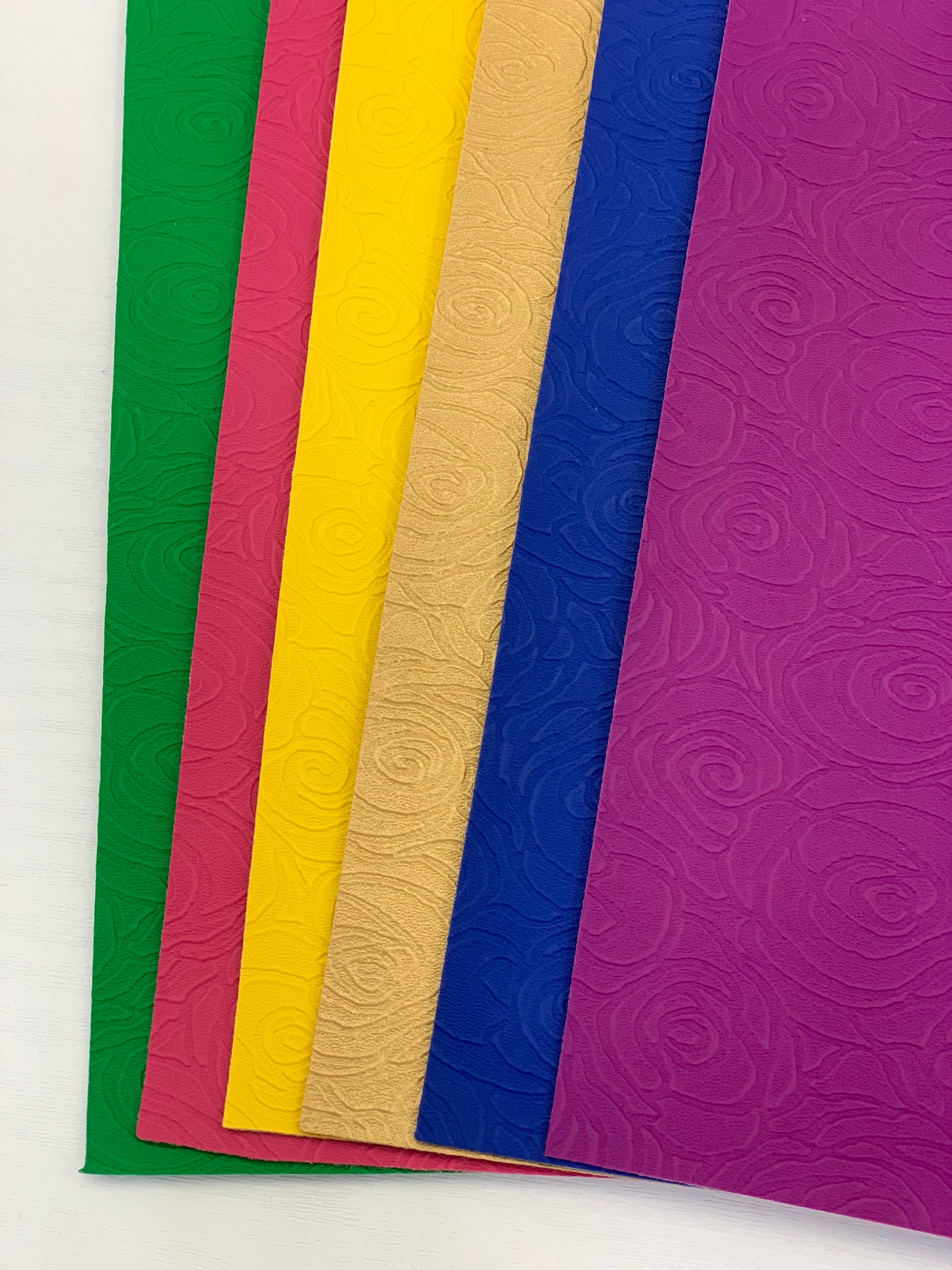 Blue Roses Textured Embossed Faux Leather Sheet