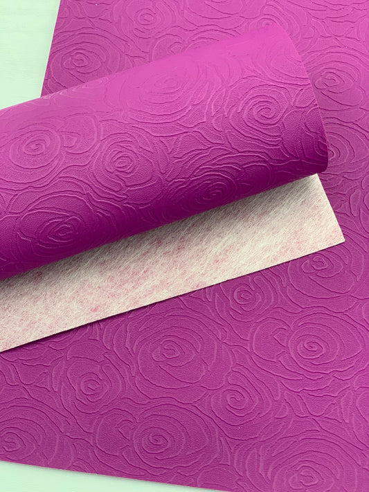 Purple Roses Textured Embossed Faux Leather Sheet