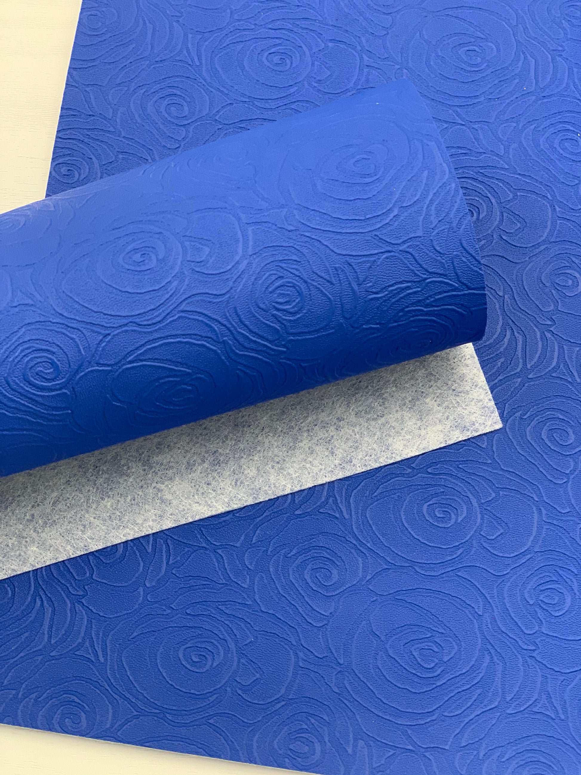Blue Roses Textured Embossed Faux Leather Sheet