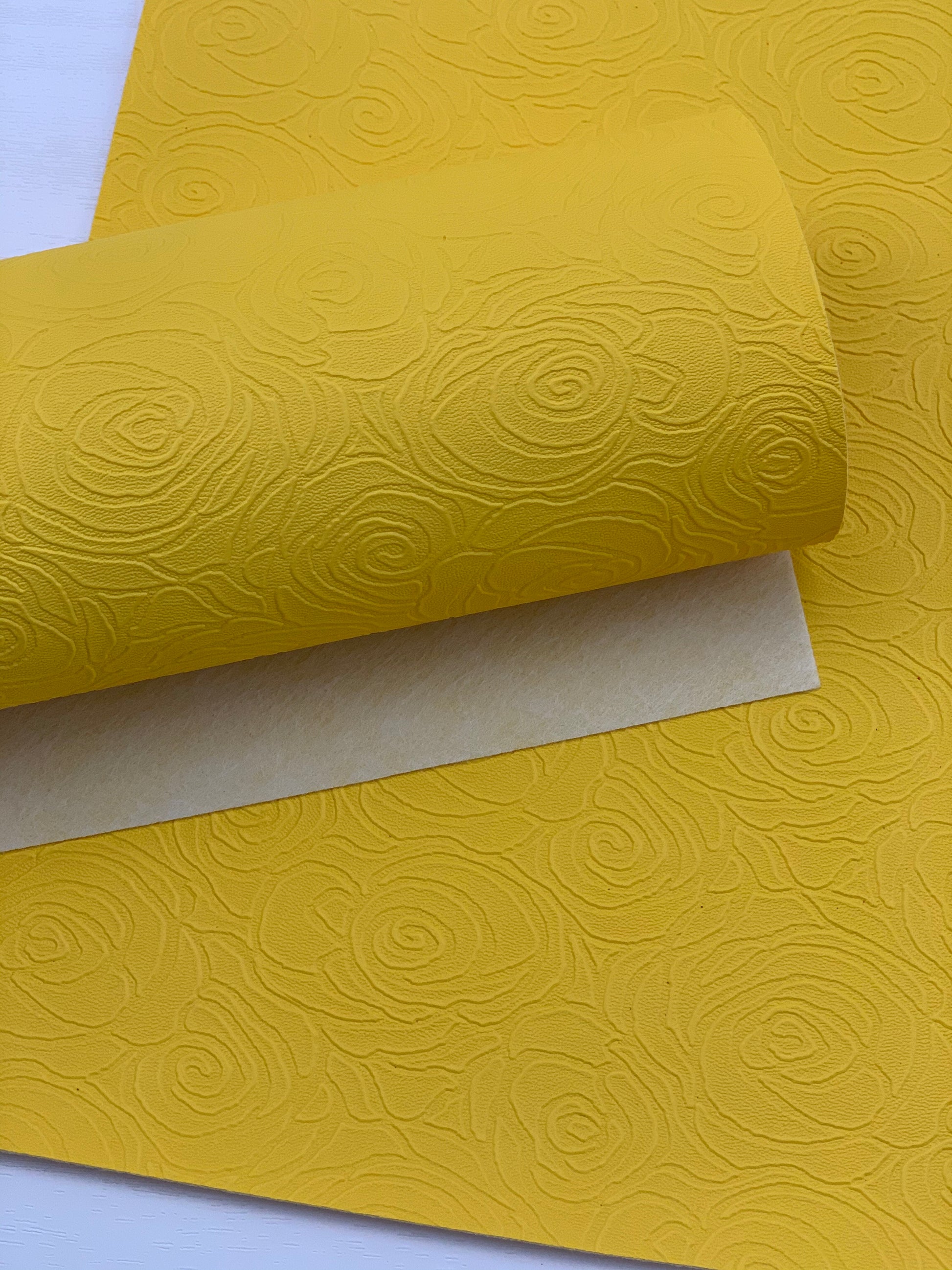 Yellow Roses Textured Embossed Faux Leather Sheet