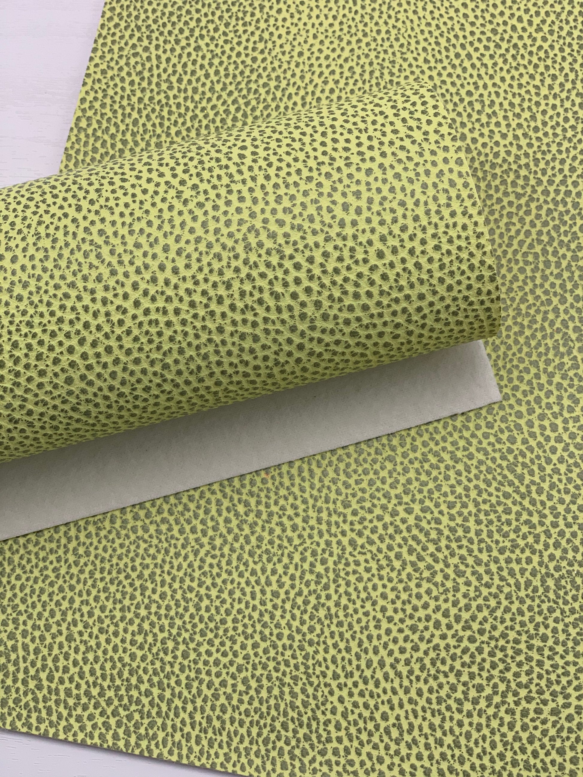 Green Yellow Pebbles Textured Embossed Faux Leather Sheet