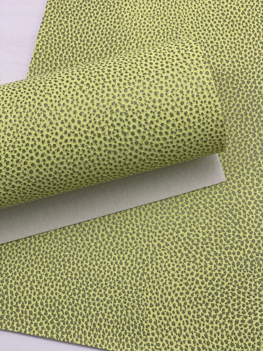 Green Yellow Pebbles Textured Embossed Faux Leather Sheet