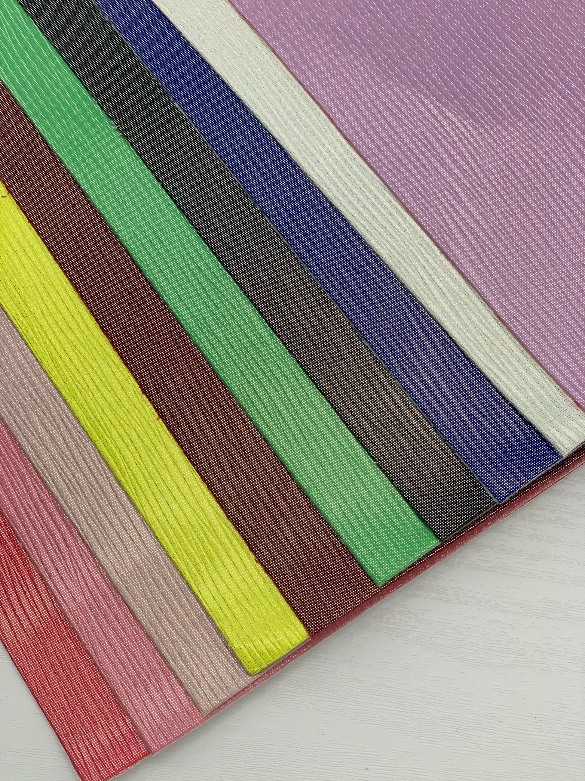 White Ridged Glossy Textured Embossed Faux Leather Sheet