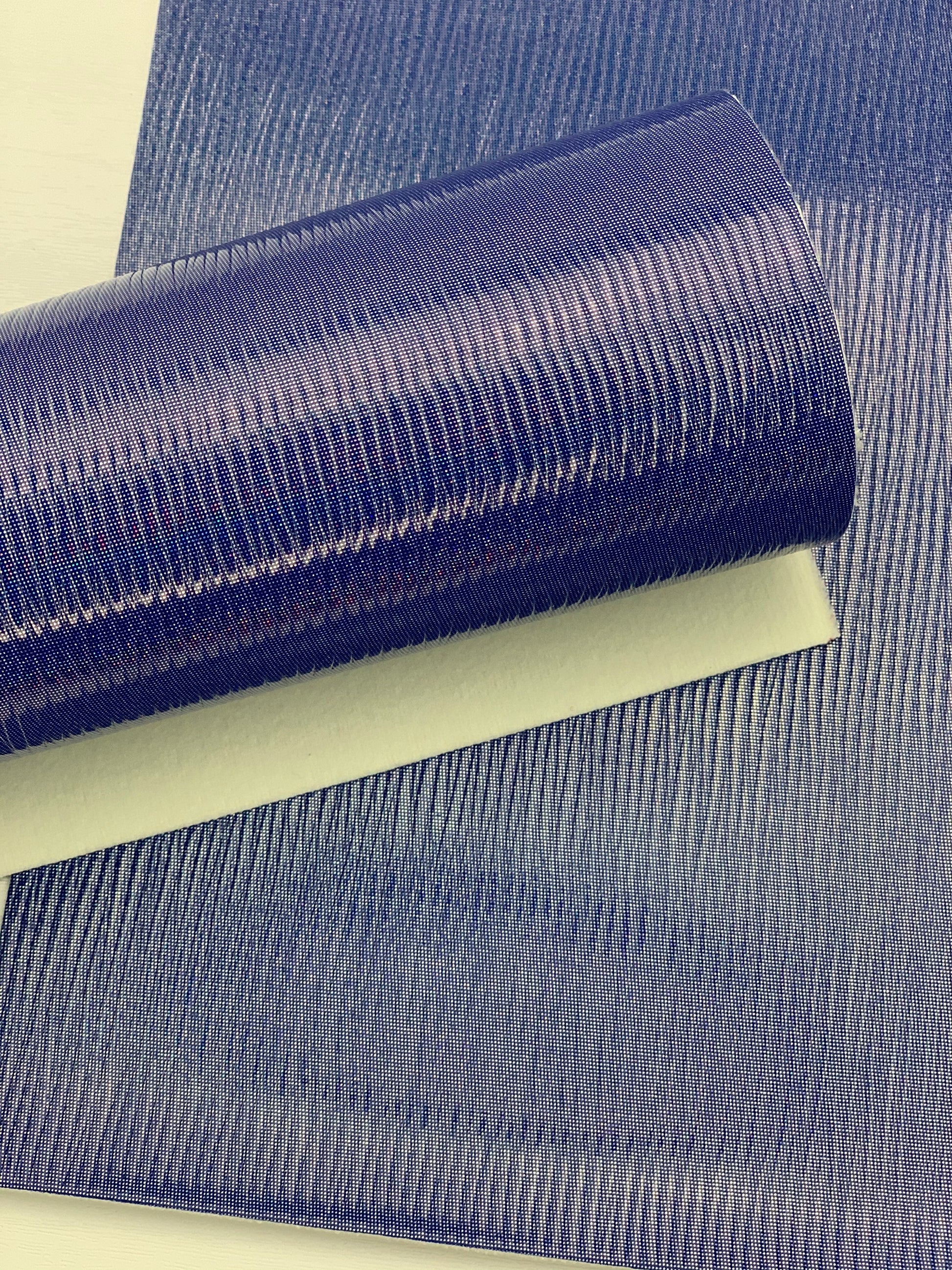 Blue Ridged Glossy Textured Embossed Faux Leather Sheet