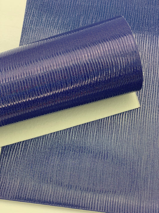 Blue Ridged Glossy Textured Embossed Faux Leather Sheet