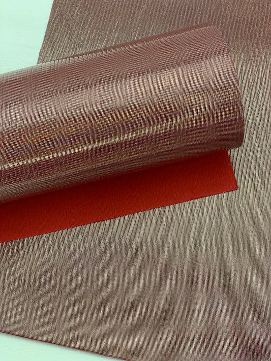Red Ridged Glossy Textured Embossed Faux Leather Sheet