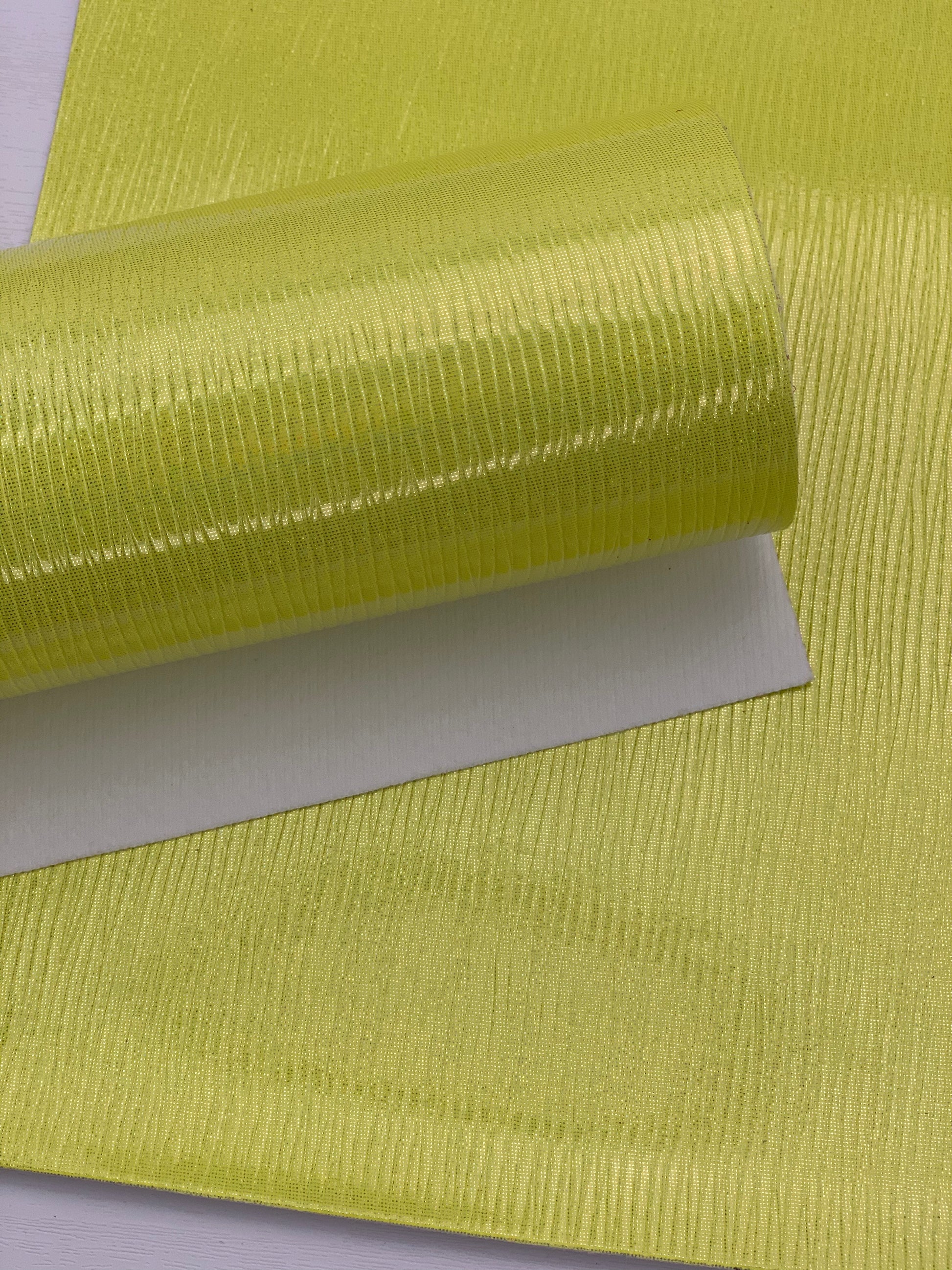 Yellow Ridged Glossy Textured Embossed Faux Leather Sheet