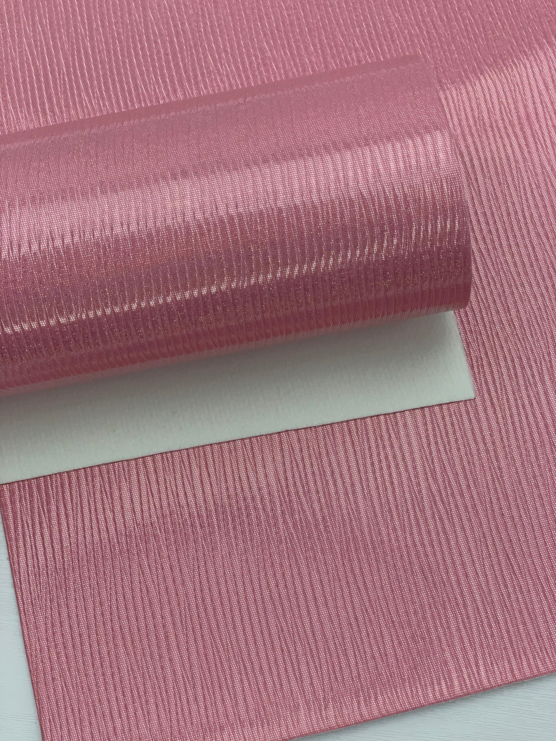 Pink Ridged Glossy Textured Embossed Faux Leather Sheet