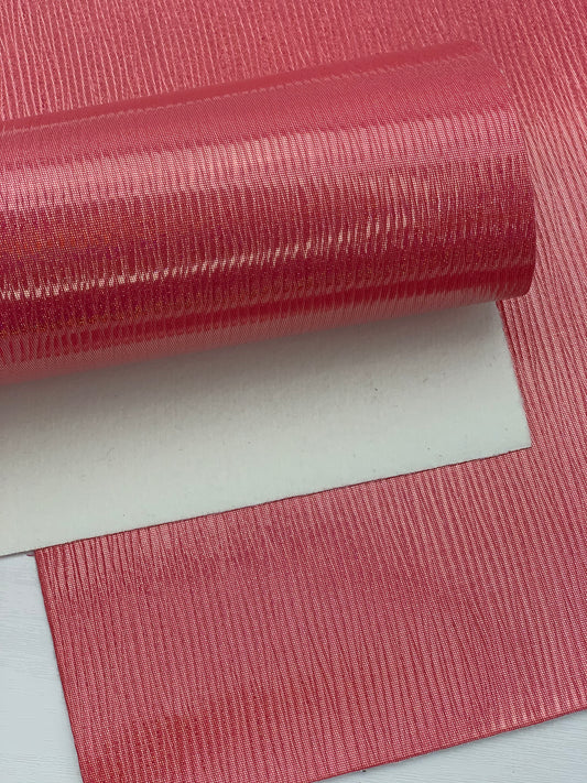 Hot Pink Ridged Glossy Textured Embossed Faux Leather Sheet