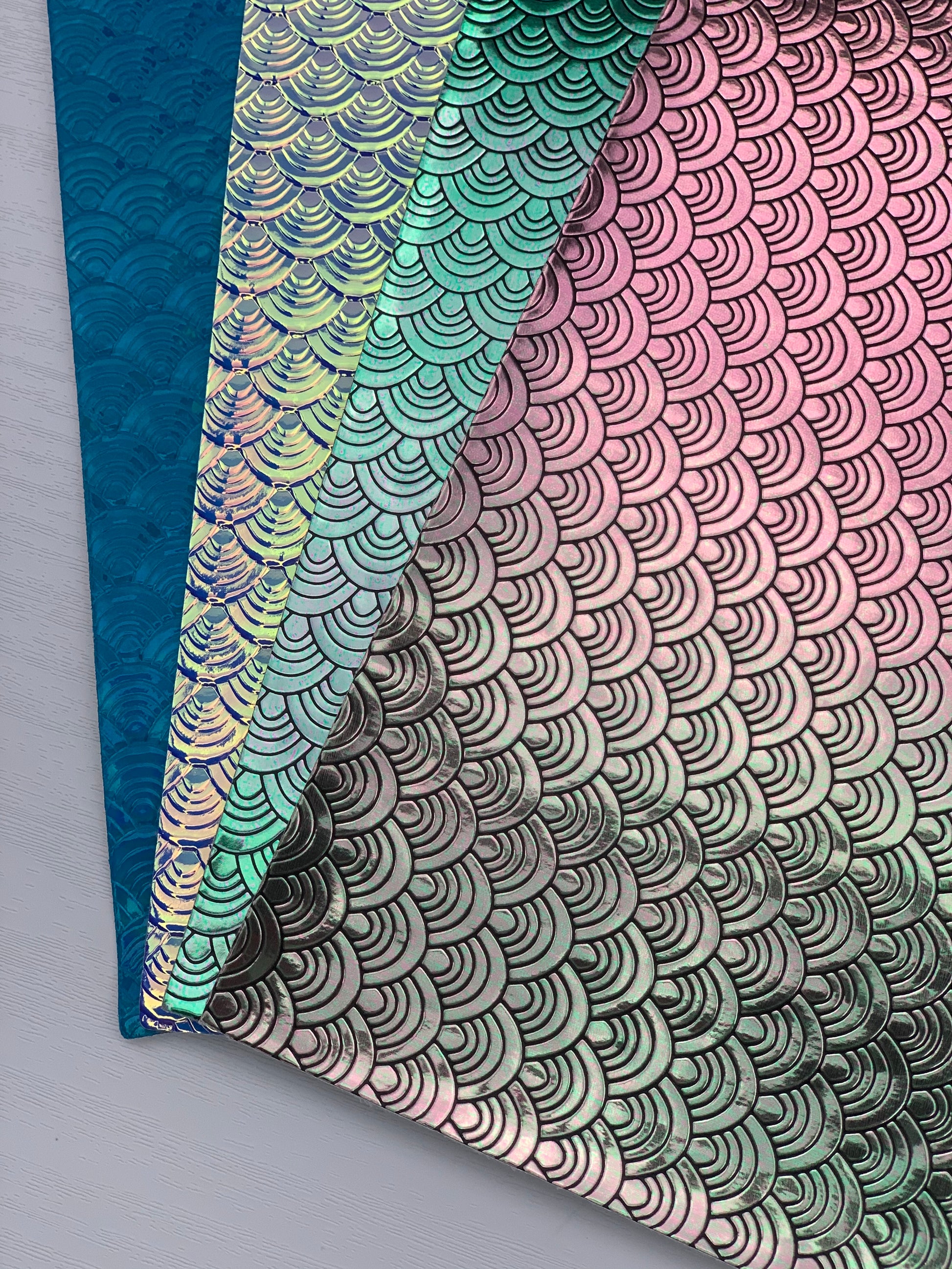 Holographic Scales Textured Embossed Faux Leather Sheet