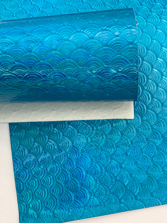 Holographic Scales Textured Embossed Faux Leather Sheet