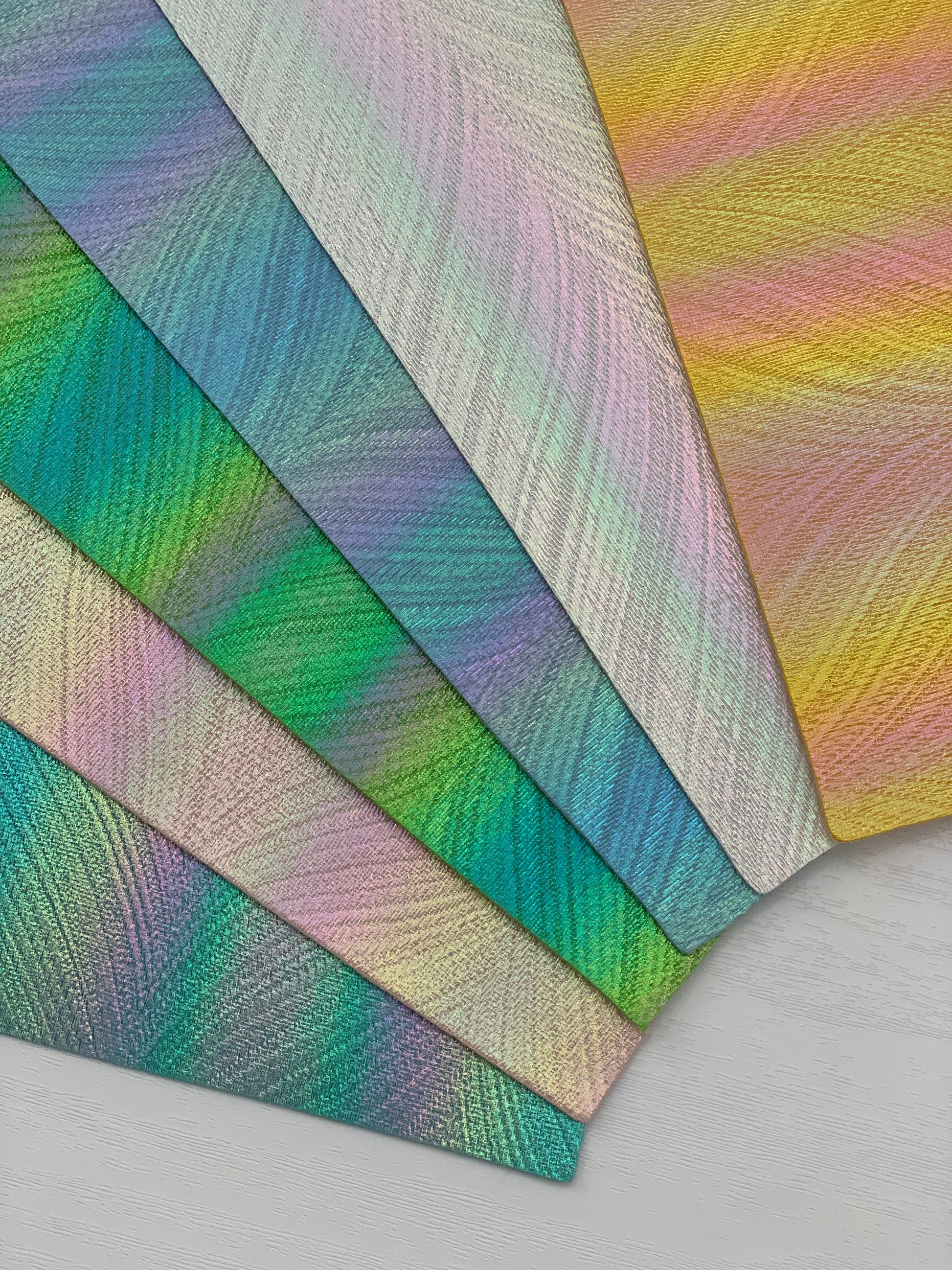 Holographic Leaves Textured Embossed Faux Leather Sheet