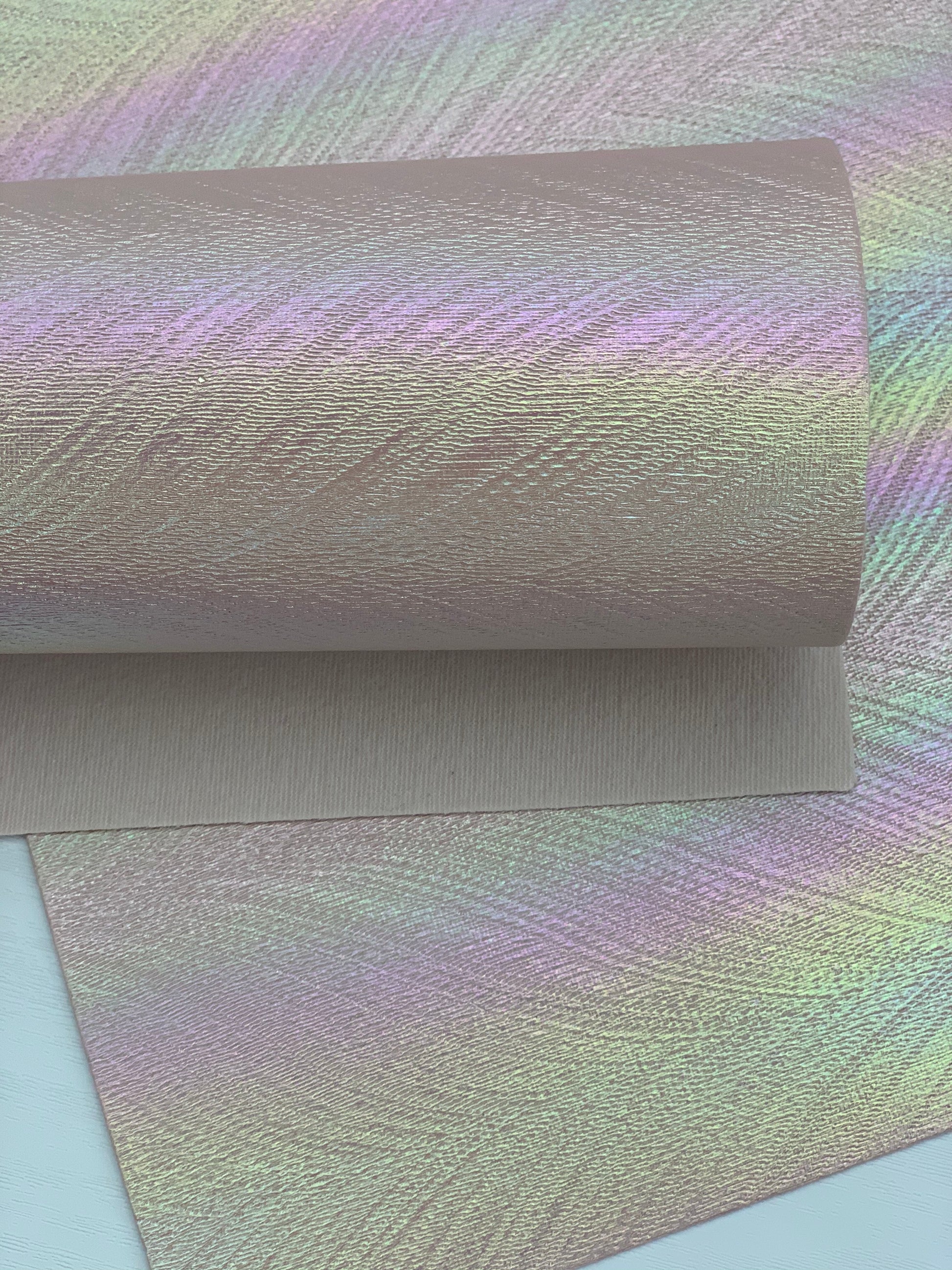 Holographic Leaves Textured Embossed Faux Leather Sheet