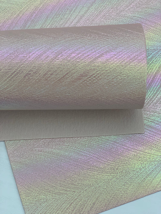 Holographic Leaves Textured Embossed Faux Leather Sheet