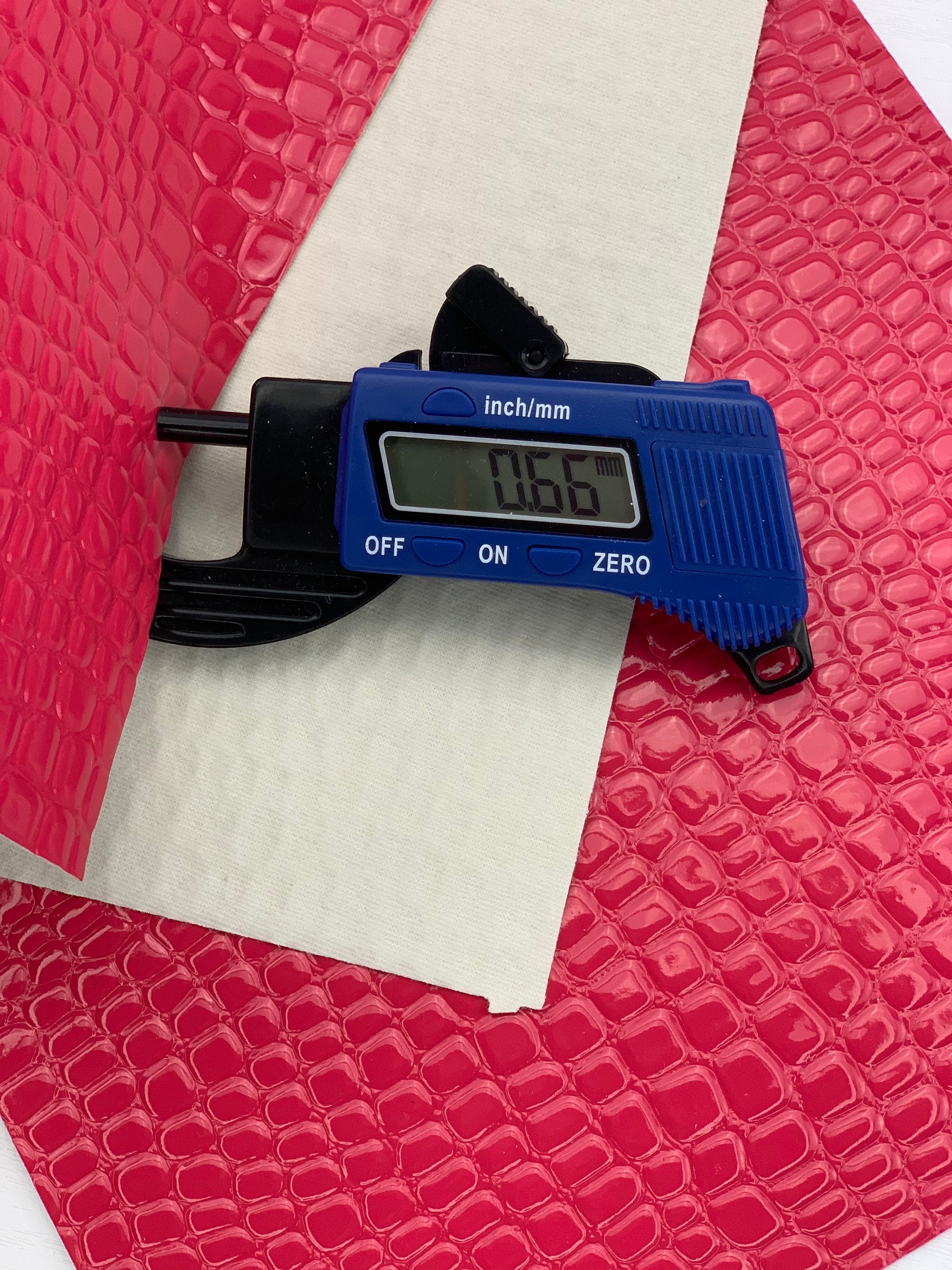 Watermelon Red Crocodile Alligator Glossy Textured Embossed Faux Leather Sheet