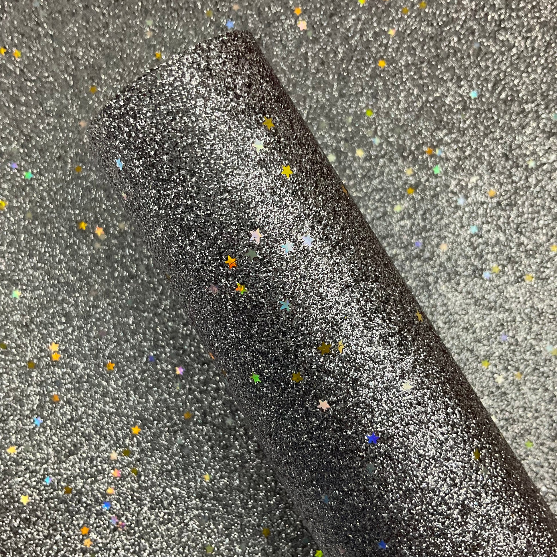 Gold Sequin Stars Gray Fine Glitter