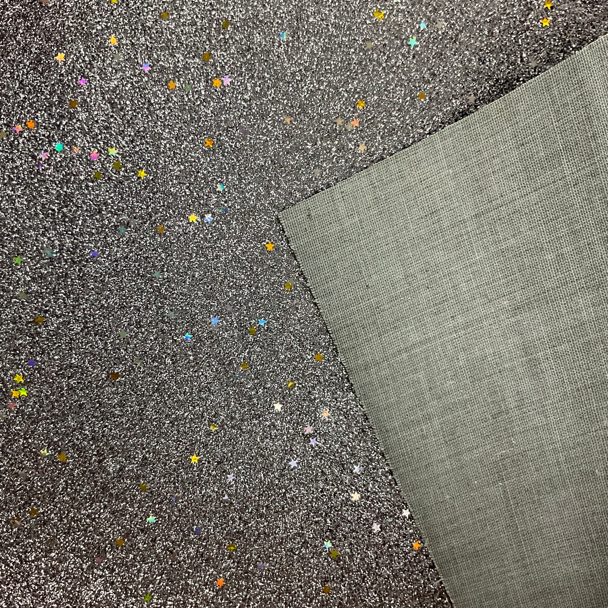 Gold Sequin Stars Gray Fine Glitter