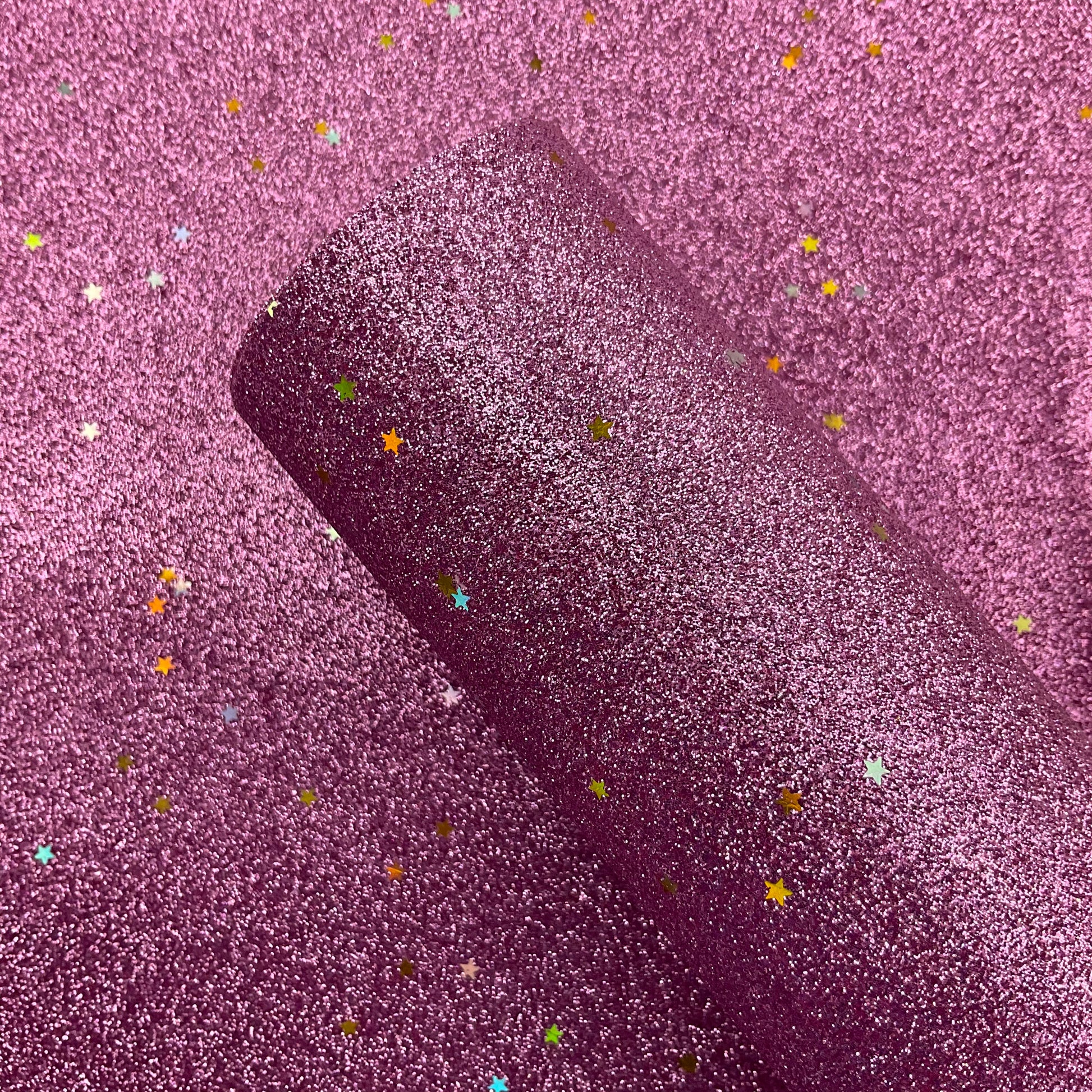 Gold Sequin Stars Pink Fine Glitter