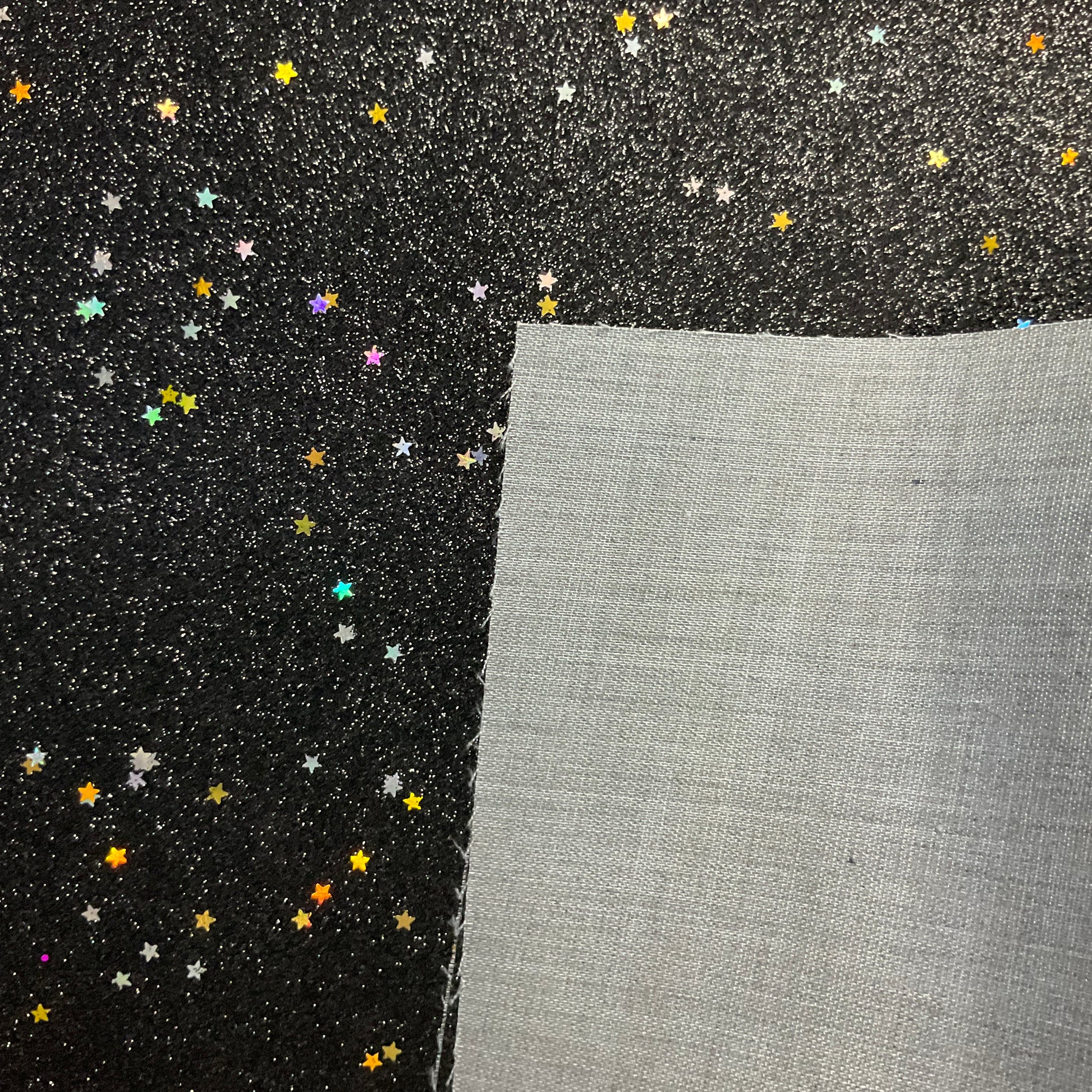 Gold Sequin Stars Black Fine Glitter