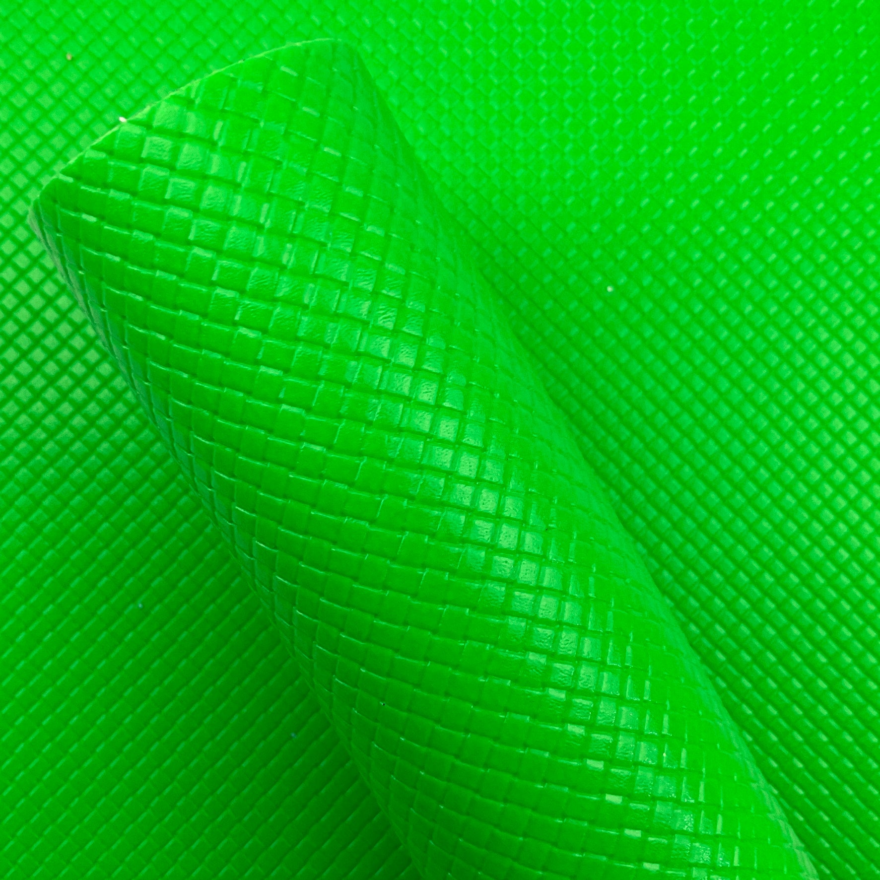 Green Basket Weave Embossed Faux Leather Sheet