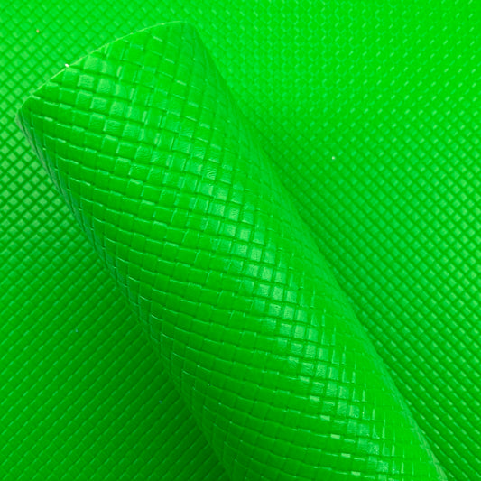 Green Basket Weave Embossed Faux Leather Sheet