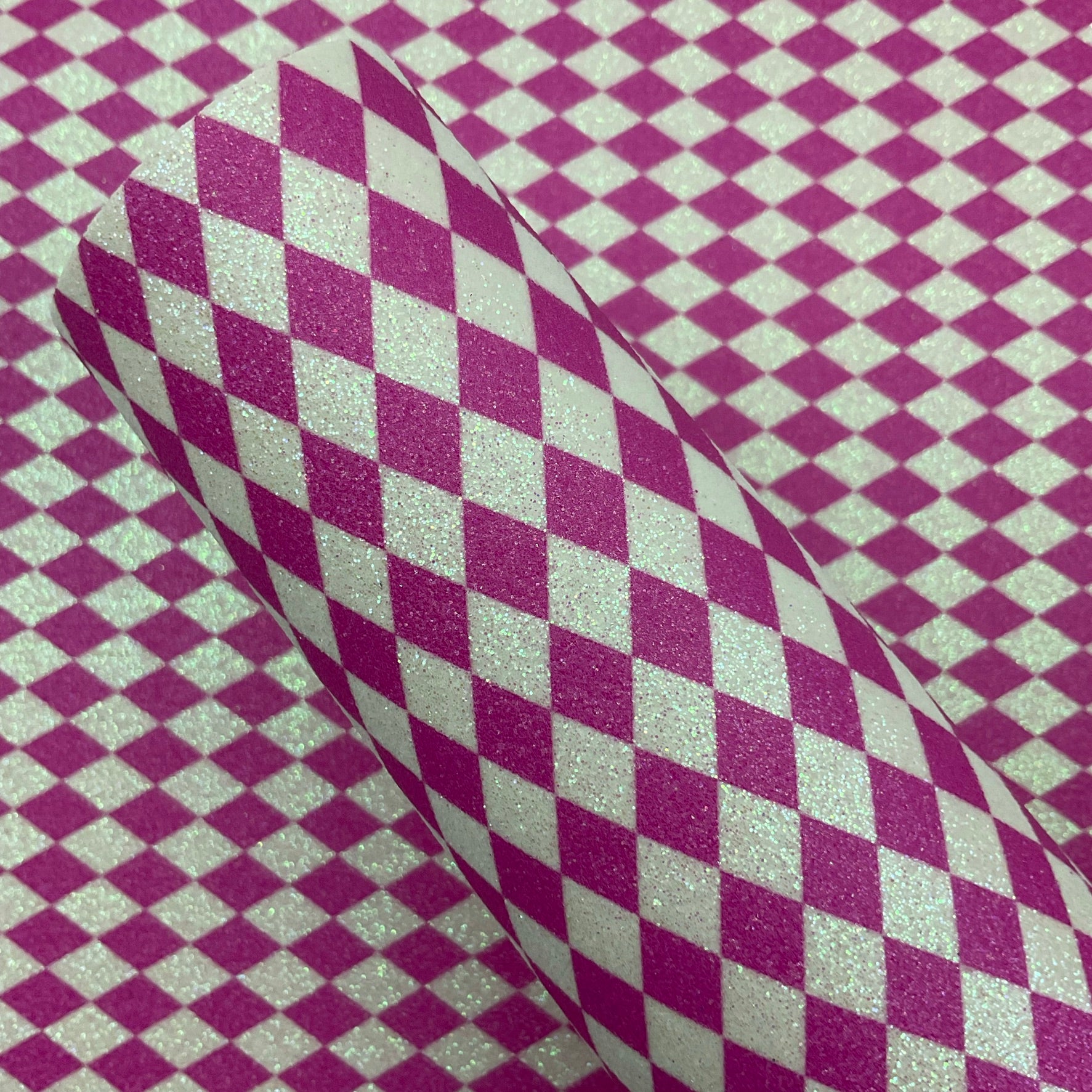 Pink White Diamond Pattern Fine Glitter