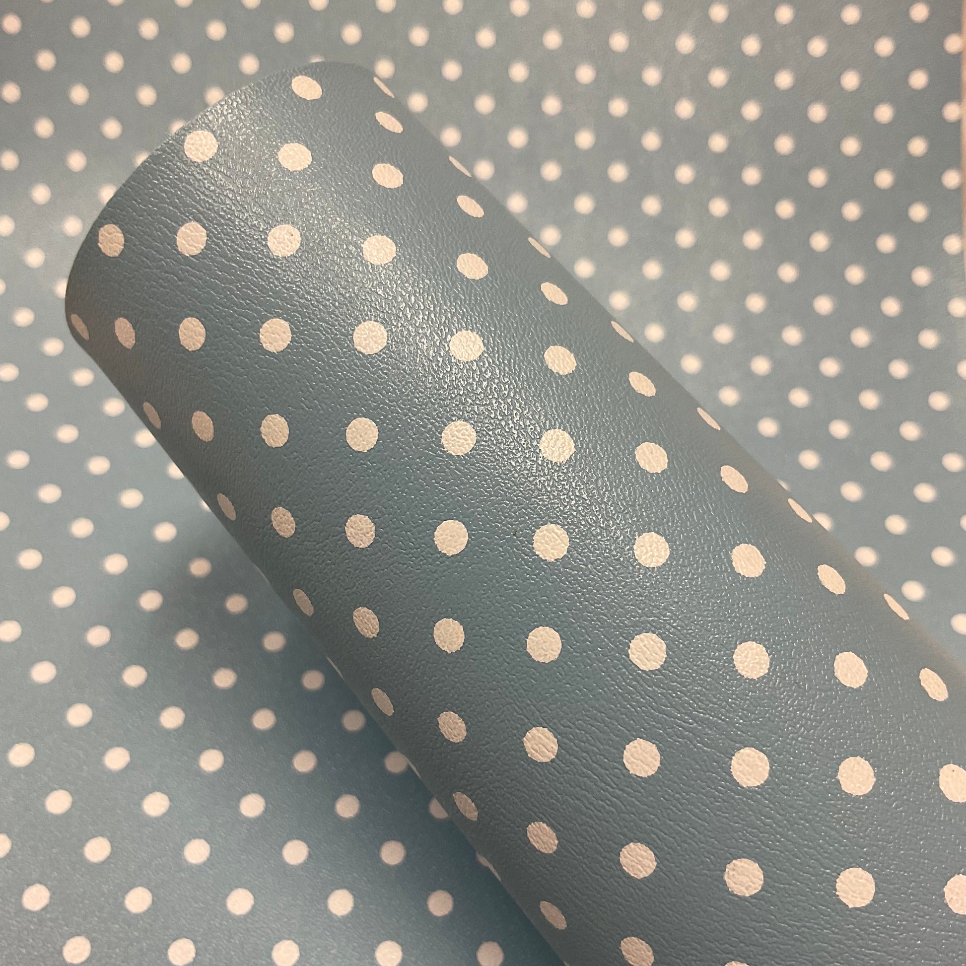 Light Blue Polka Dots Soft Faux Leather