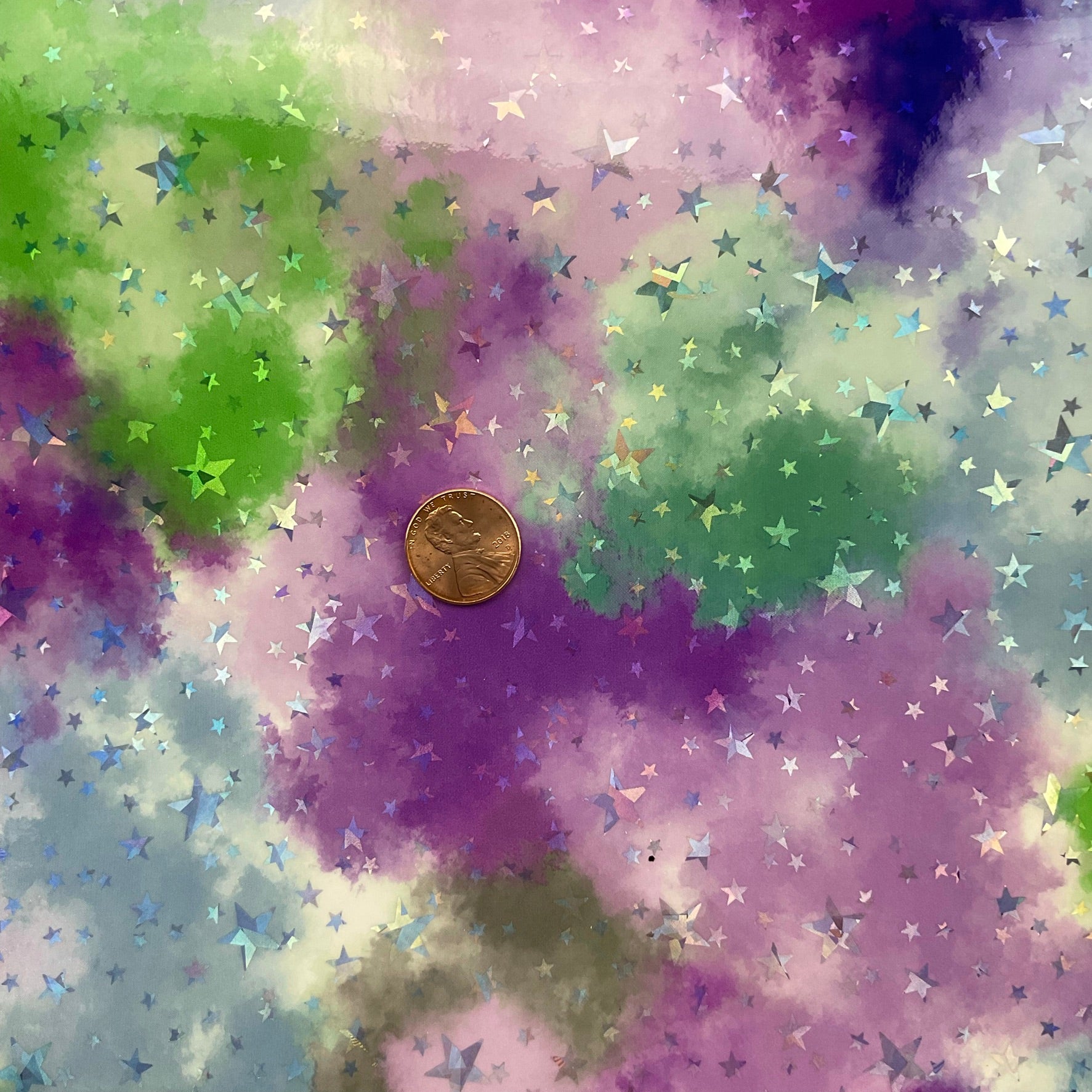 Watercolor Laser Stars Glossy Patent Faux Leather Sheet