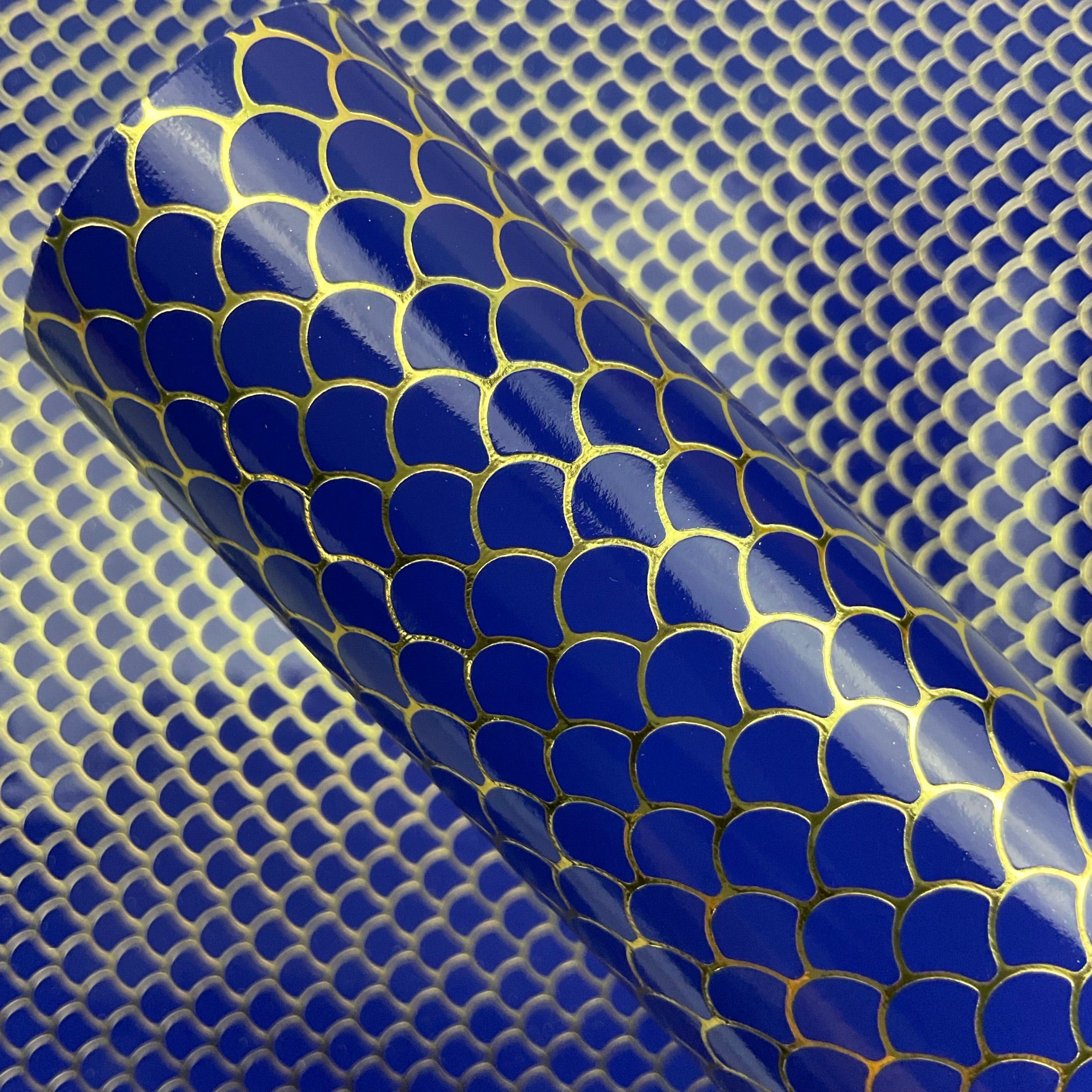 Embossed Fish Scales Smooth Glossy Faux Leather