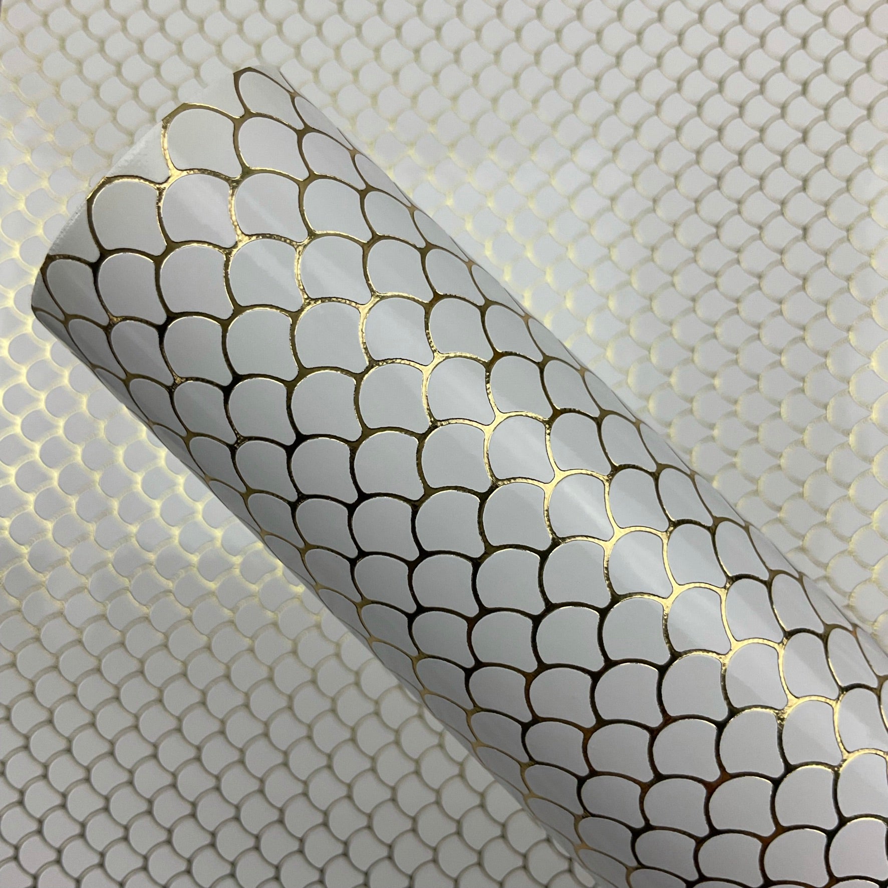 Embossed Fish Scales Smooth Glossy Faux Leather