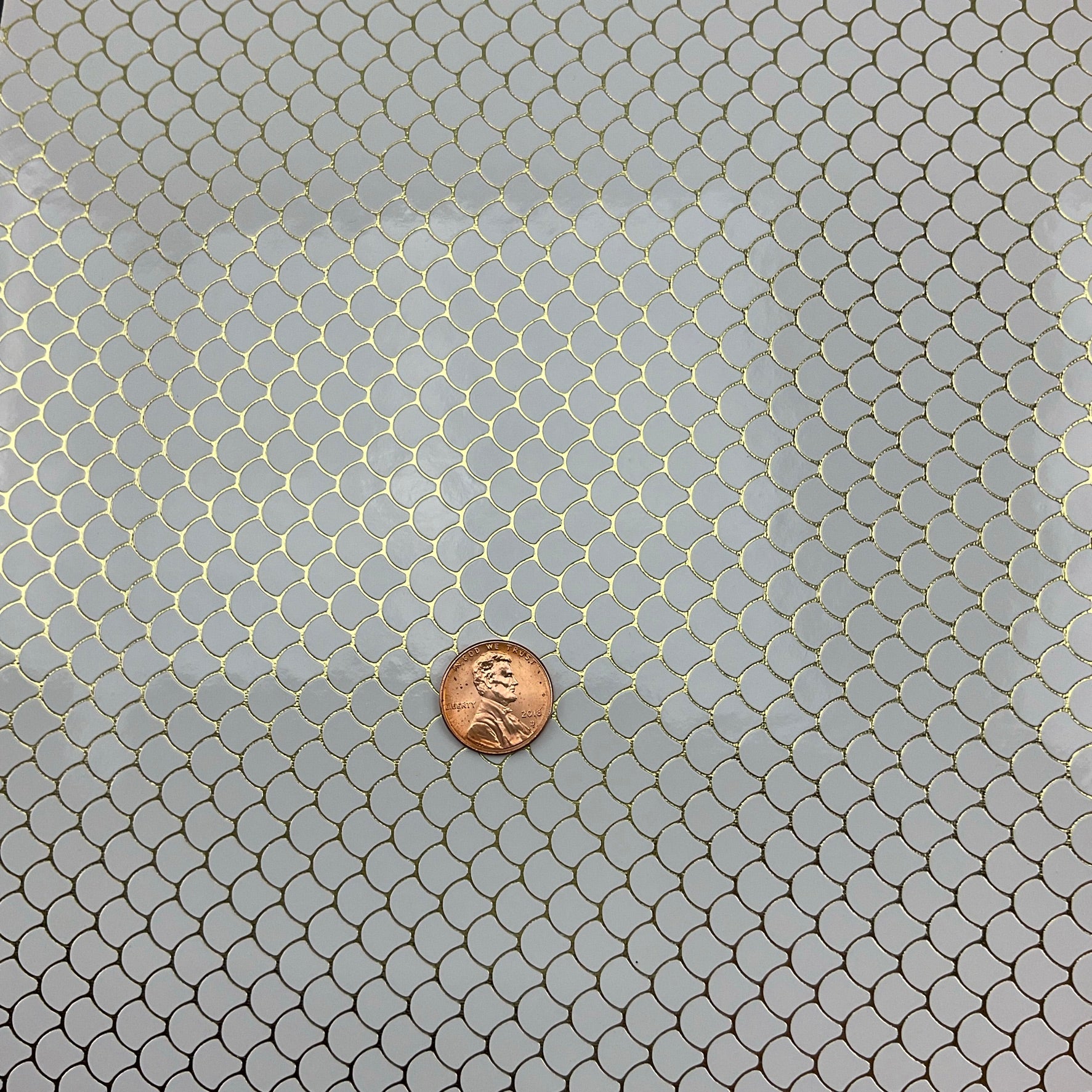 Embossed Fish Scales Smooth Glossy Faux Leather