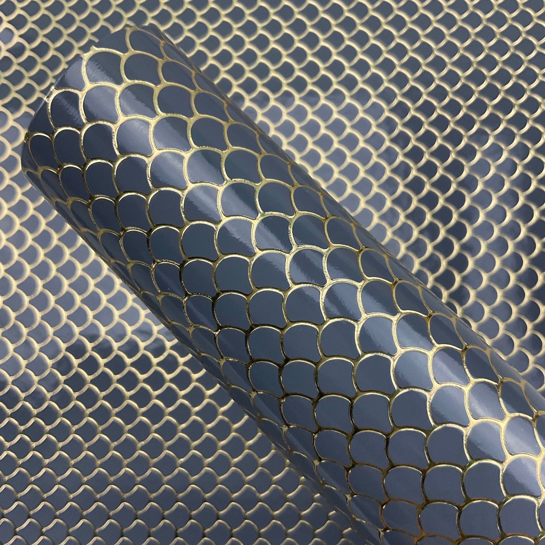 Embossed Fish Scales Smooth Glossy Faux Leather