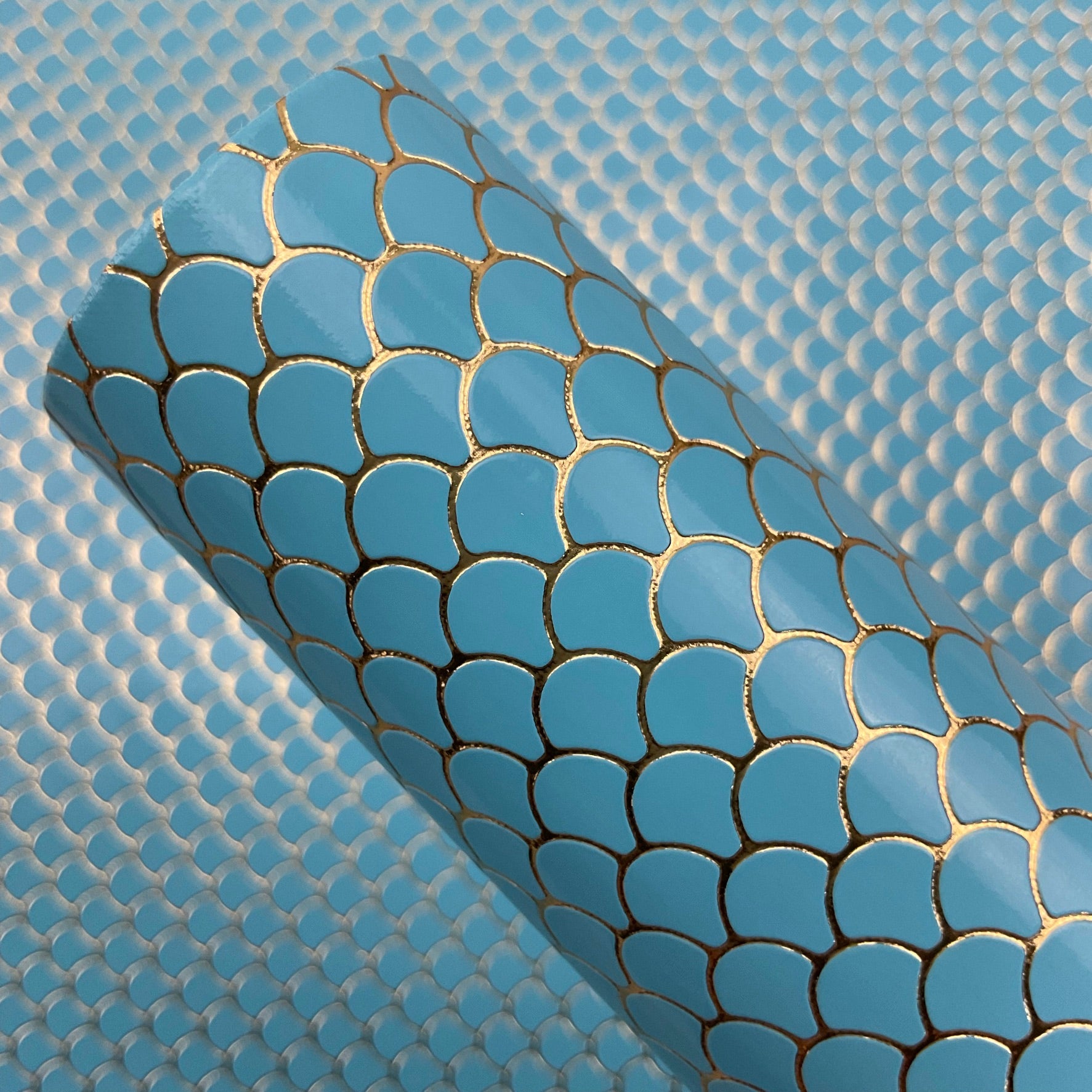 Embossed Fish Scales Smooth Glossy Faux Leather