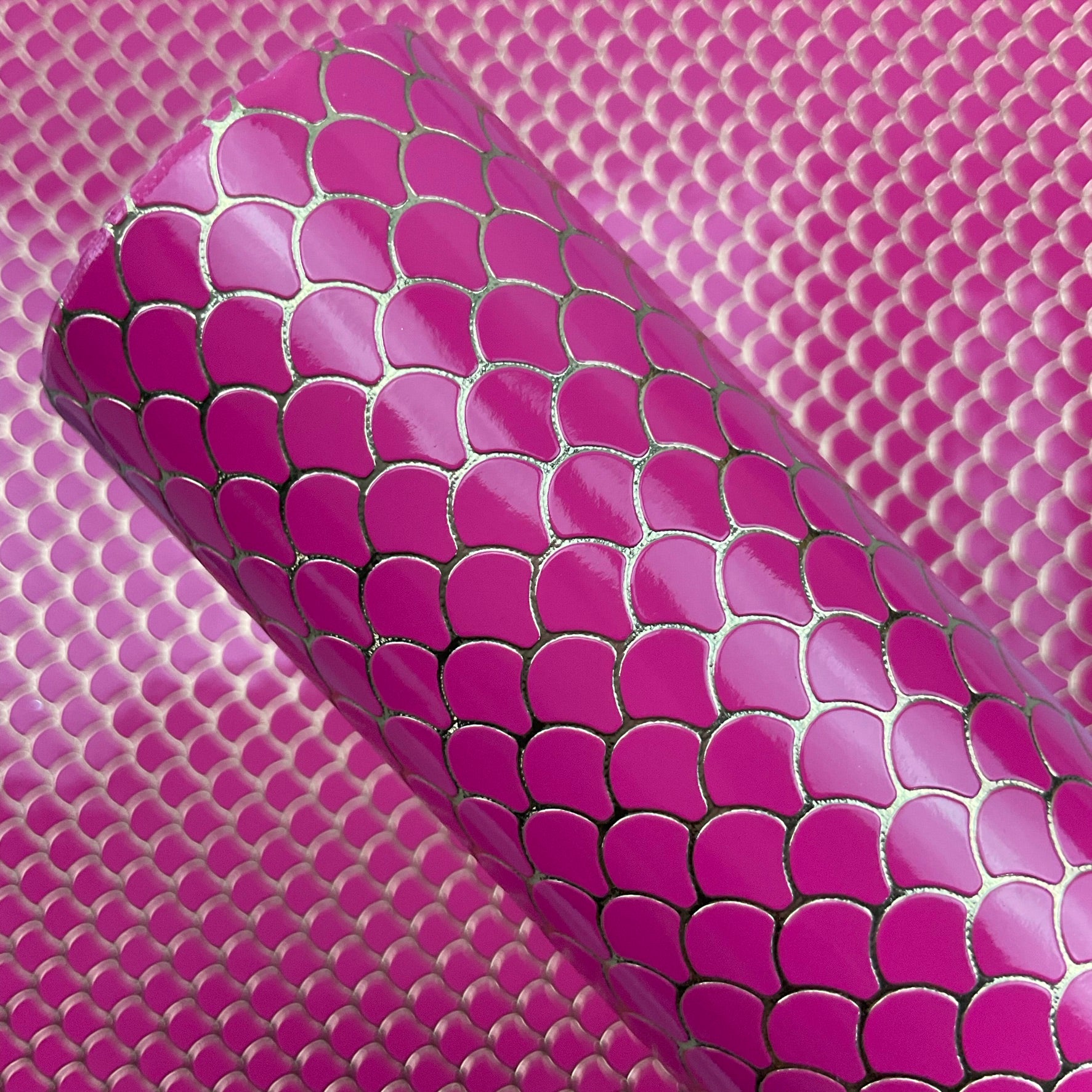 Embossed Fish Scales Smooth Glossy Faux Leather