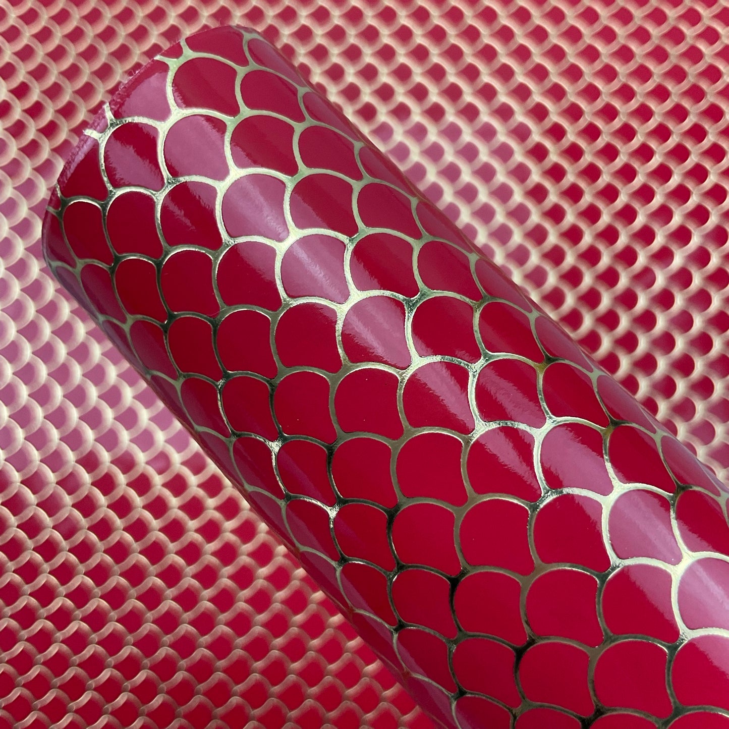 Embossed Fish Scales Smooth Glossy Faux Leather