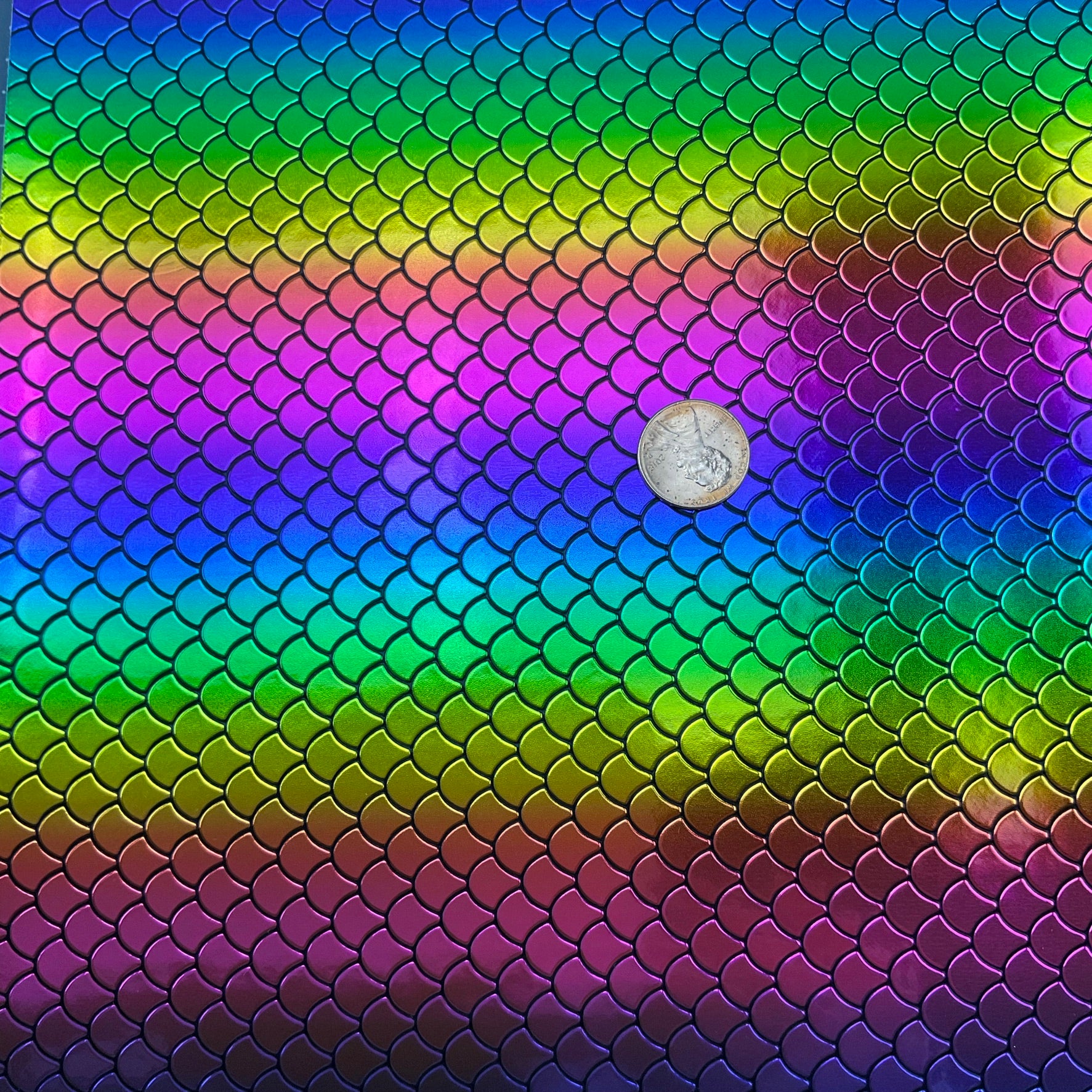 Embossed Fish Scales Smooth Glossy Faux Leather