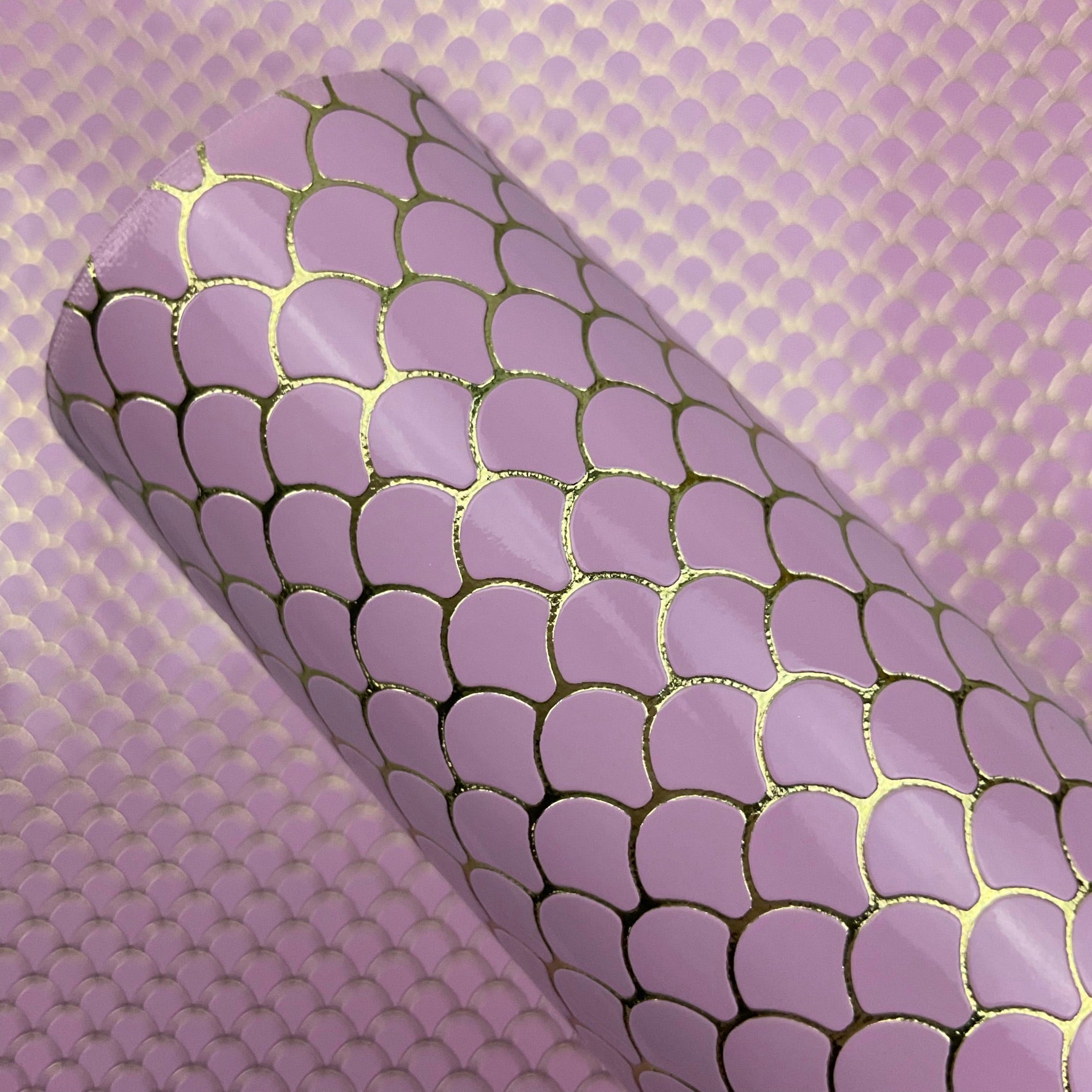 Embossed Fish Scales Smooth Glossy Faux Leather