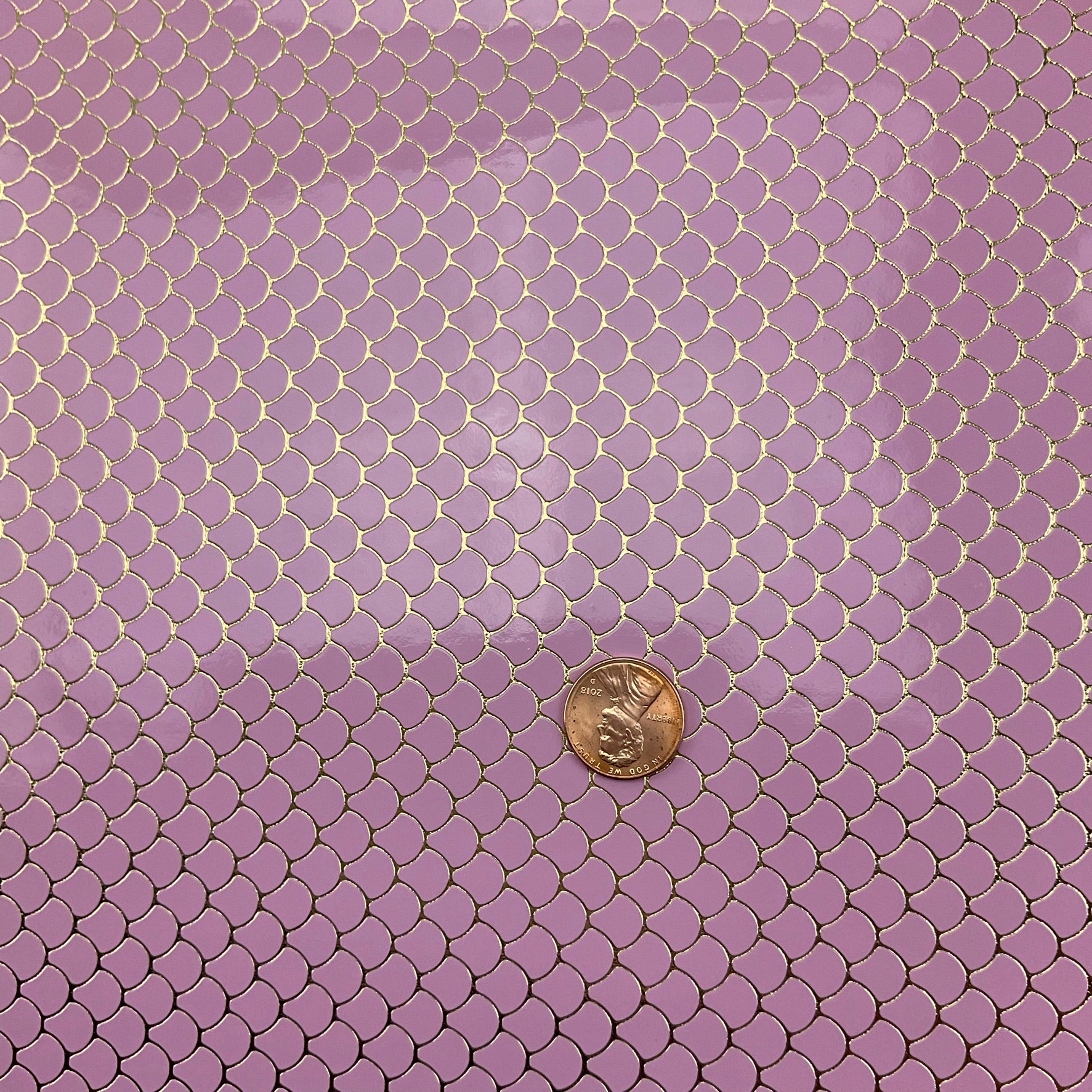 Embossed Fish Scales Smooth Glossy Faux Leather