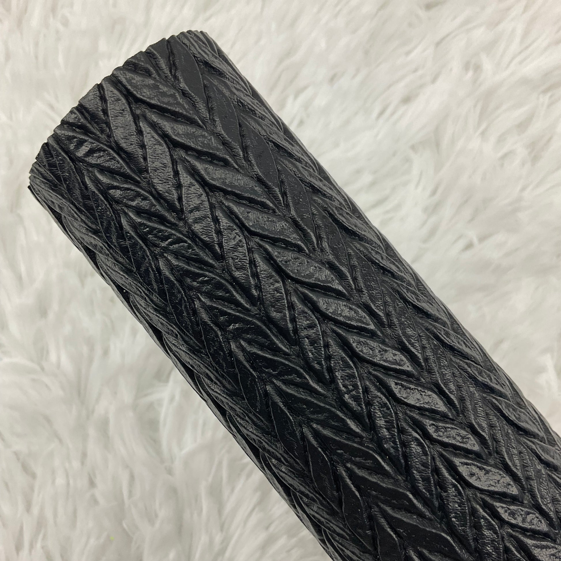 Black Quilted Leaves Textured Faux Leather Sheet