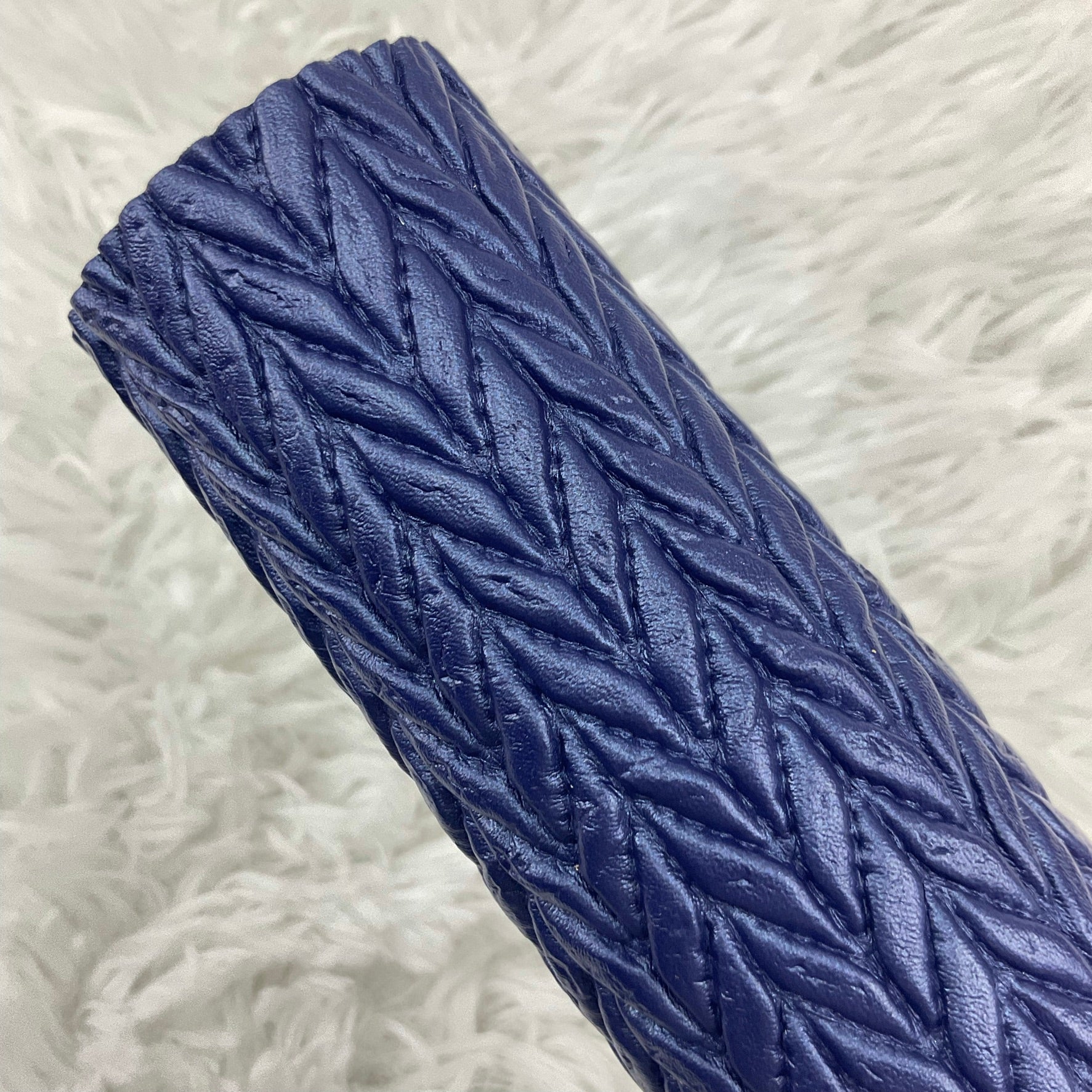 Blue Quilted Leaves Textured Faux Leather Sheet