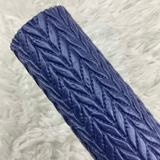 Blue Quilted Leaves Textured Faux Leather Sheet