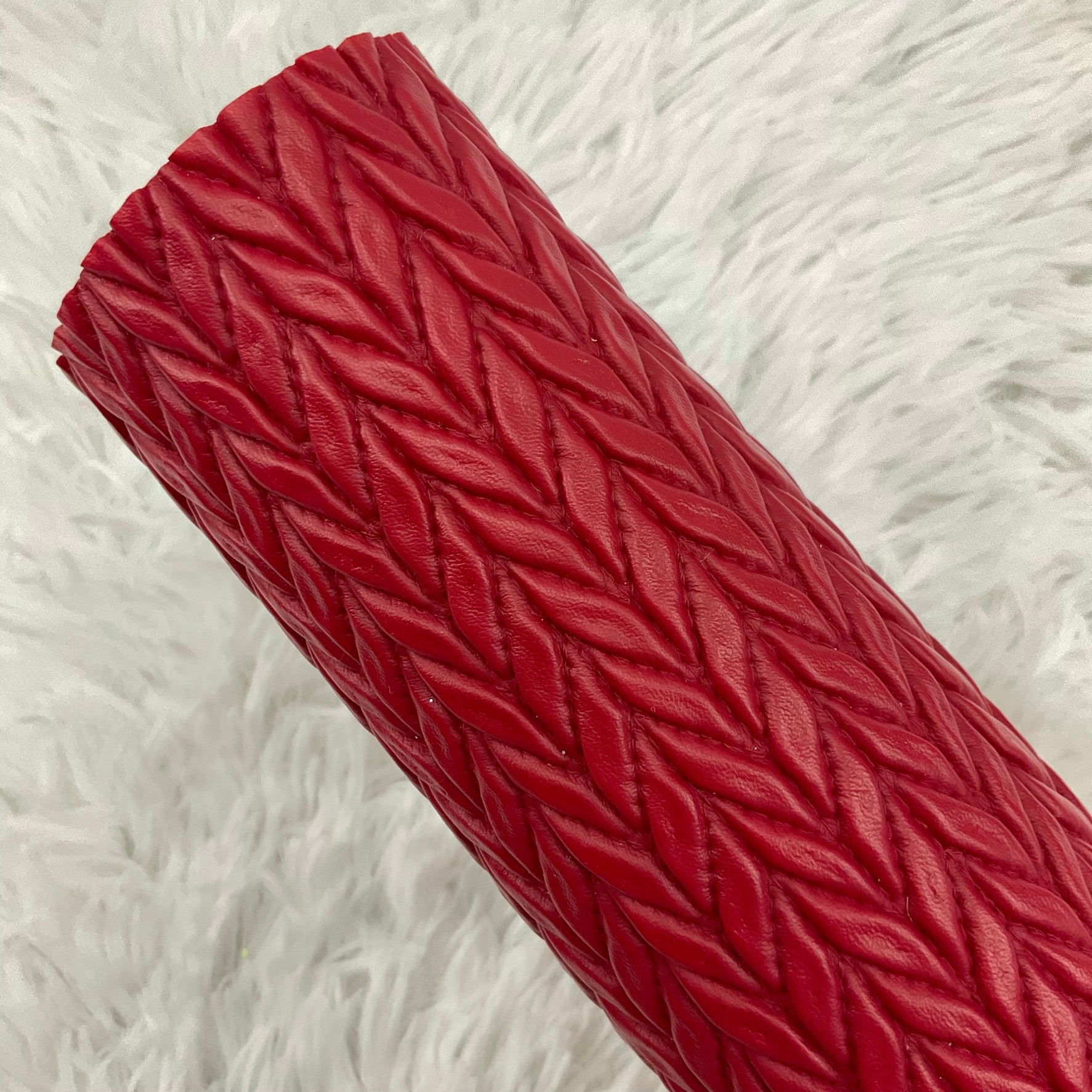 Red Quilted Leaves Textured Faux Leather Sheet