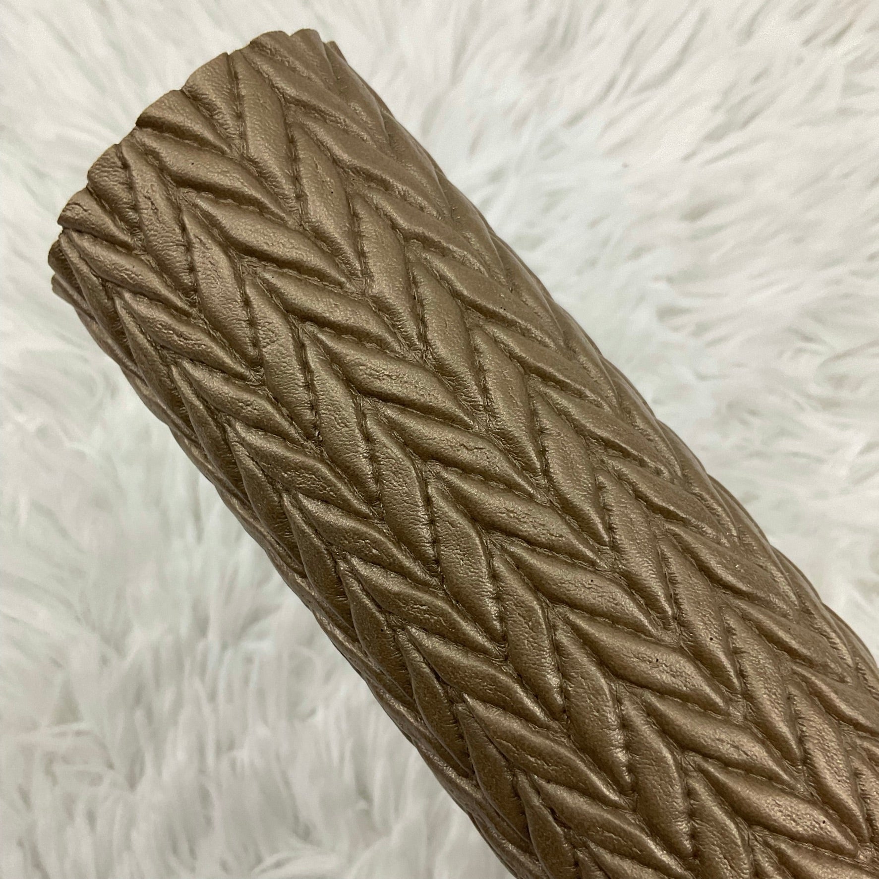 Gold Quilted Leaves Textured Faux Leather Sheet