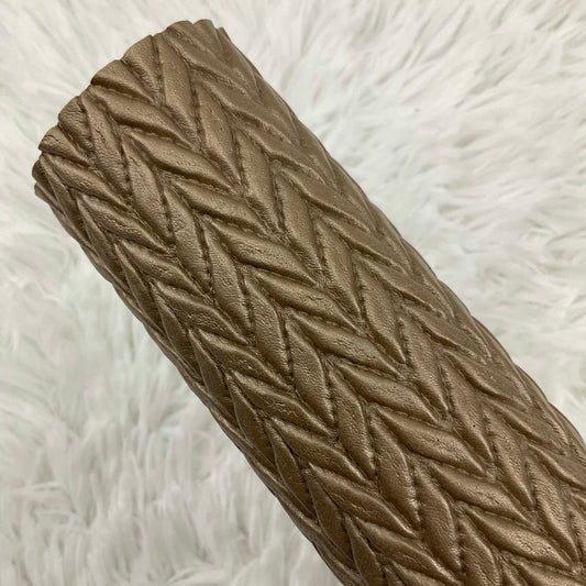 Gold Quilted Leaves Textured Faux Leather Sheet