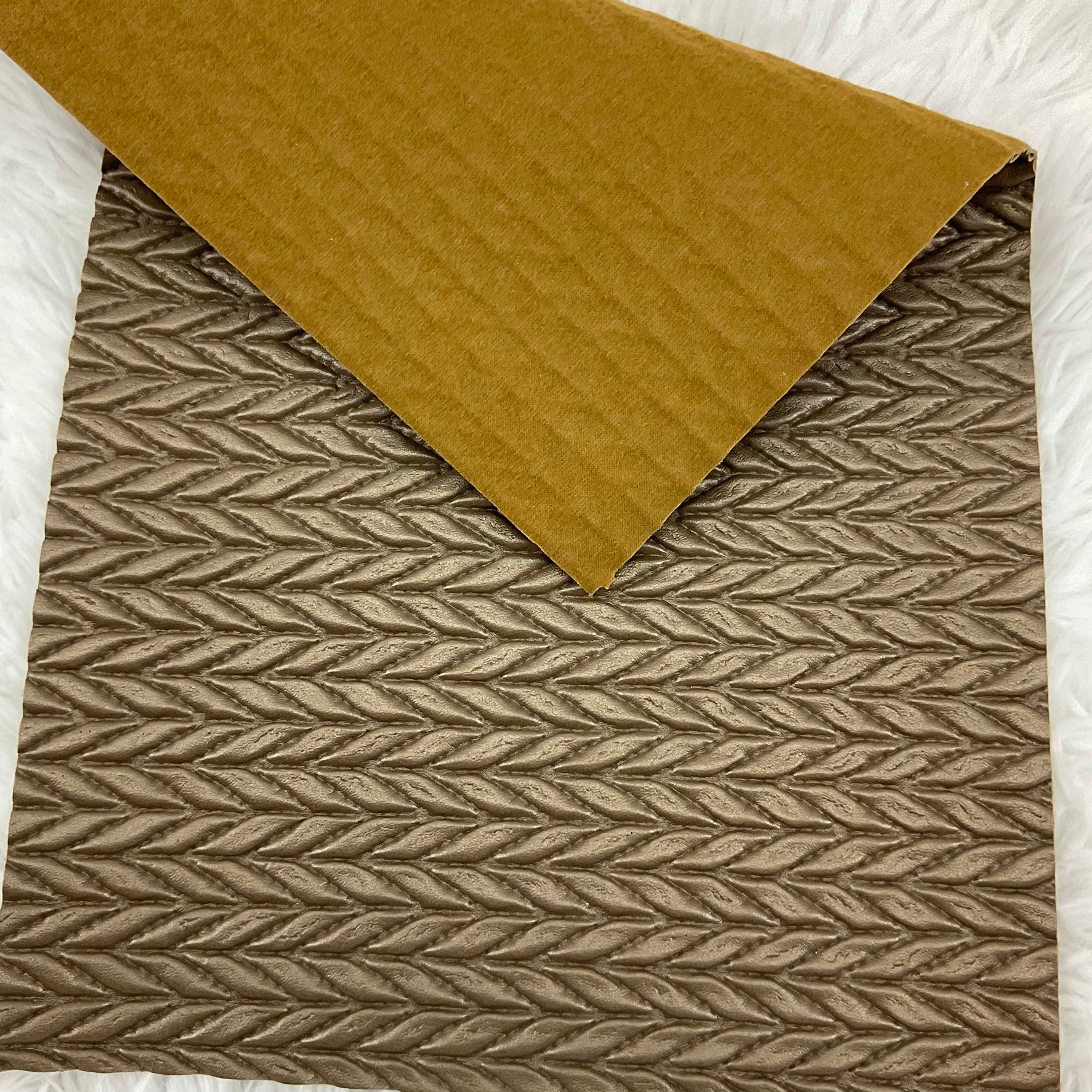 Gold Quilted Leaves Textured Faux Leather Sheet