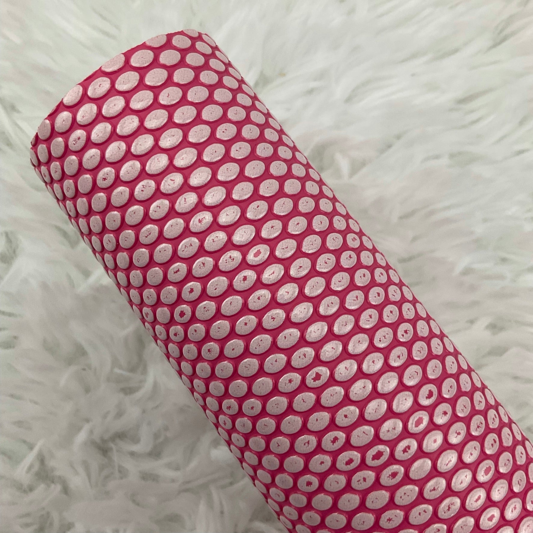 Pink Oval Pebbles Textured Faux Leather Sheet