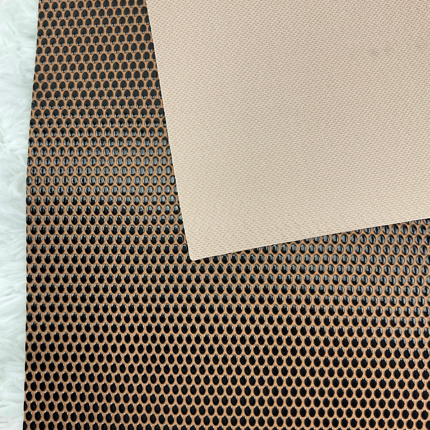 Brown and Black Oval Pebbles Textured Faux Leather Sheet