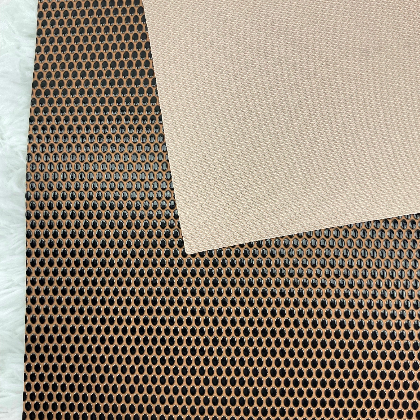 Brown and Black Oval Pebbles Textured Faux Leather Sheet