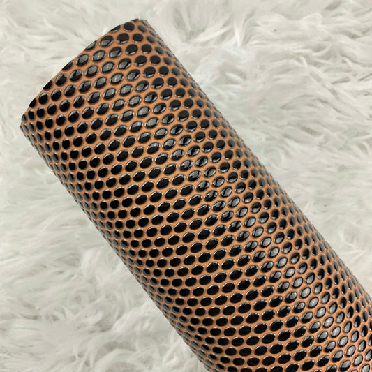 Brown and Black Oval Pebbles Textured Faux Leather Sheet