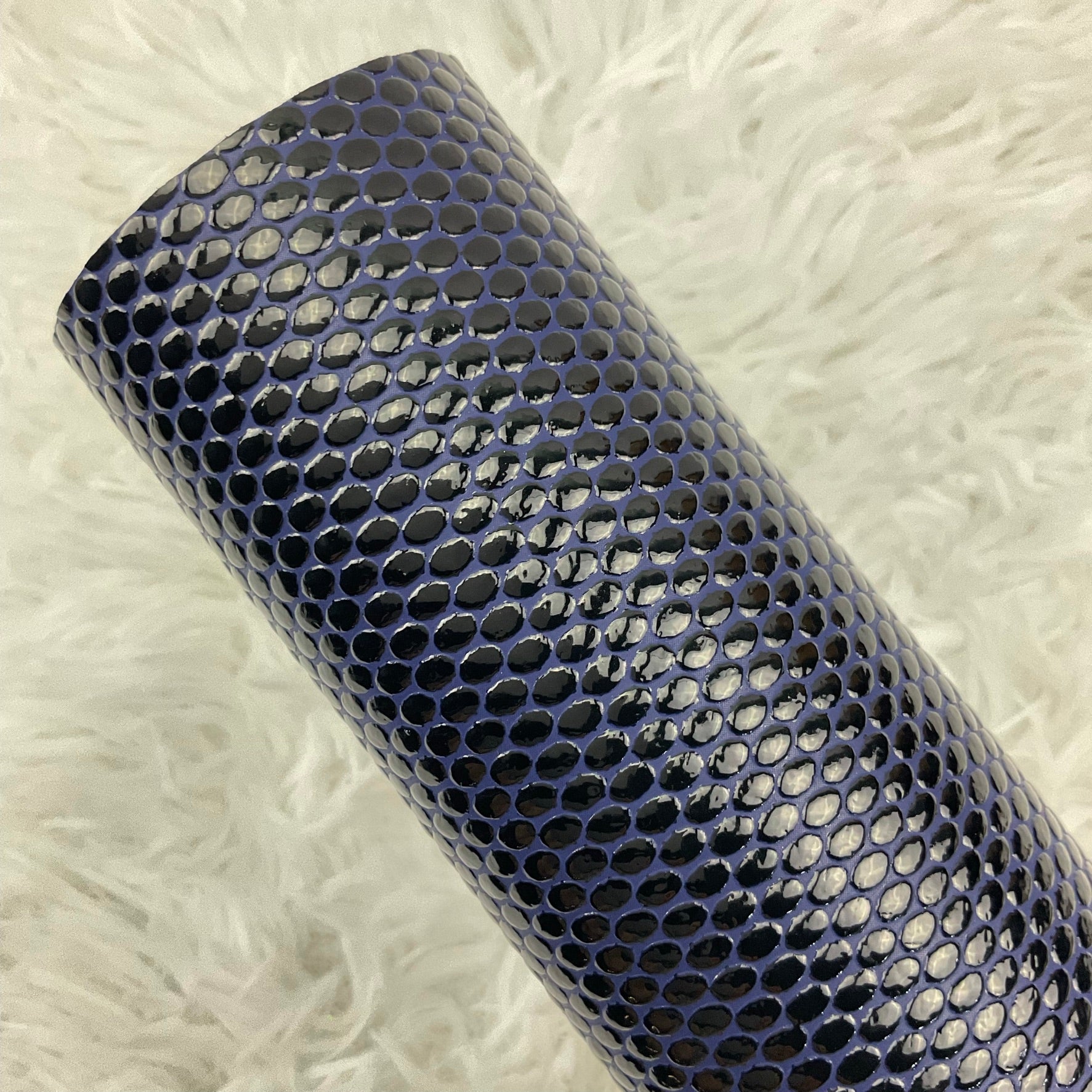 Blue and Black Oval Pebbles Textured Faux Leather Sheet